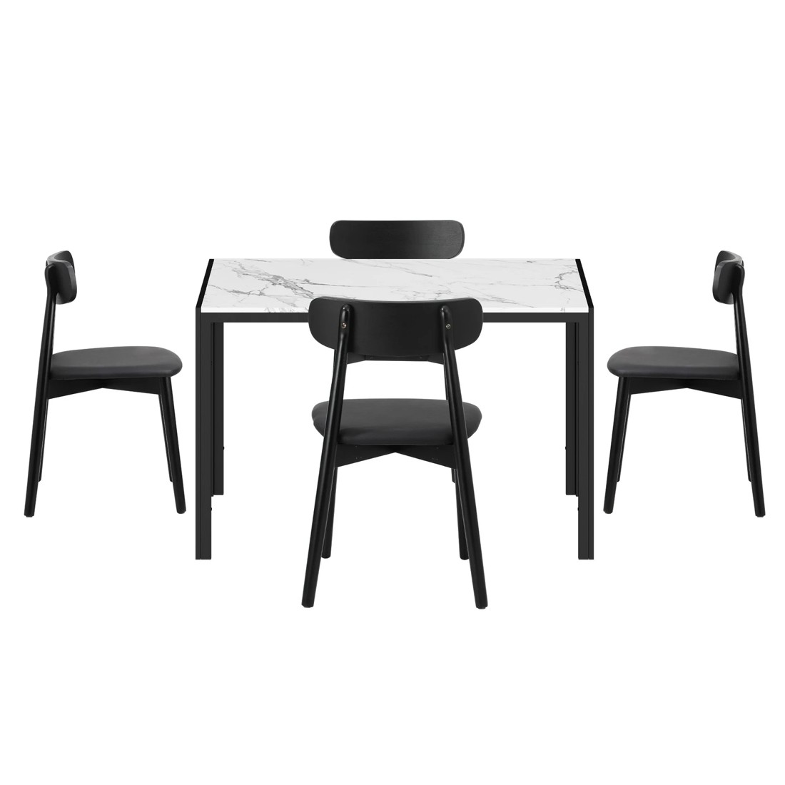 7 Oikiture 1.2m Dining Table Set with 4PCS Wooden Chairs PU Leather - Multi, 7 of 9