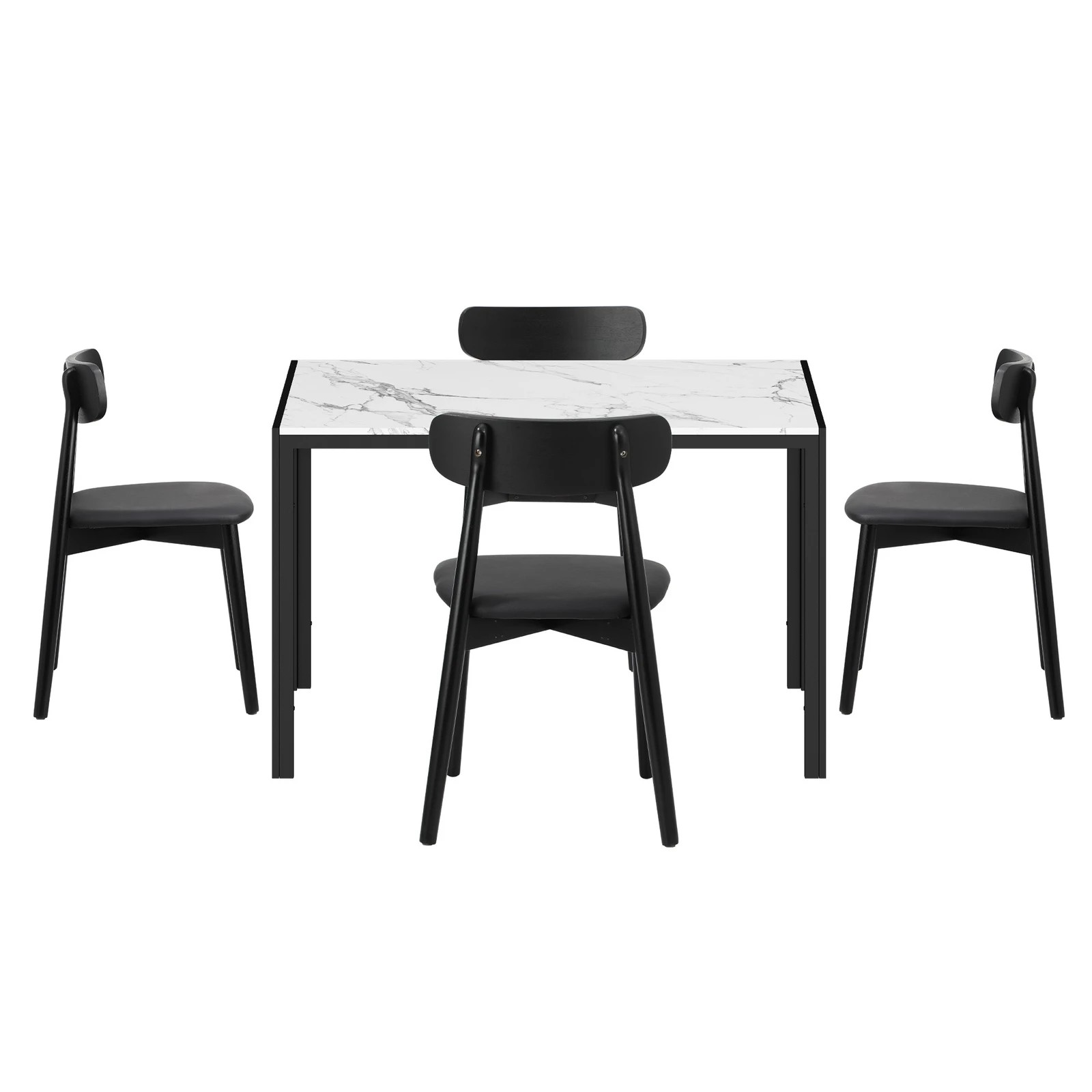 7 Oikiture 1.2m Dining Table Set with 4PCS Wooden Chairs PU Leather - Multi, 7 of 9