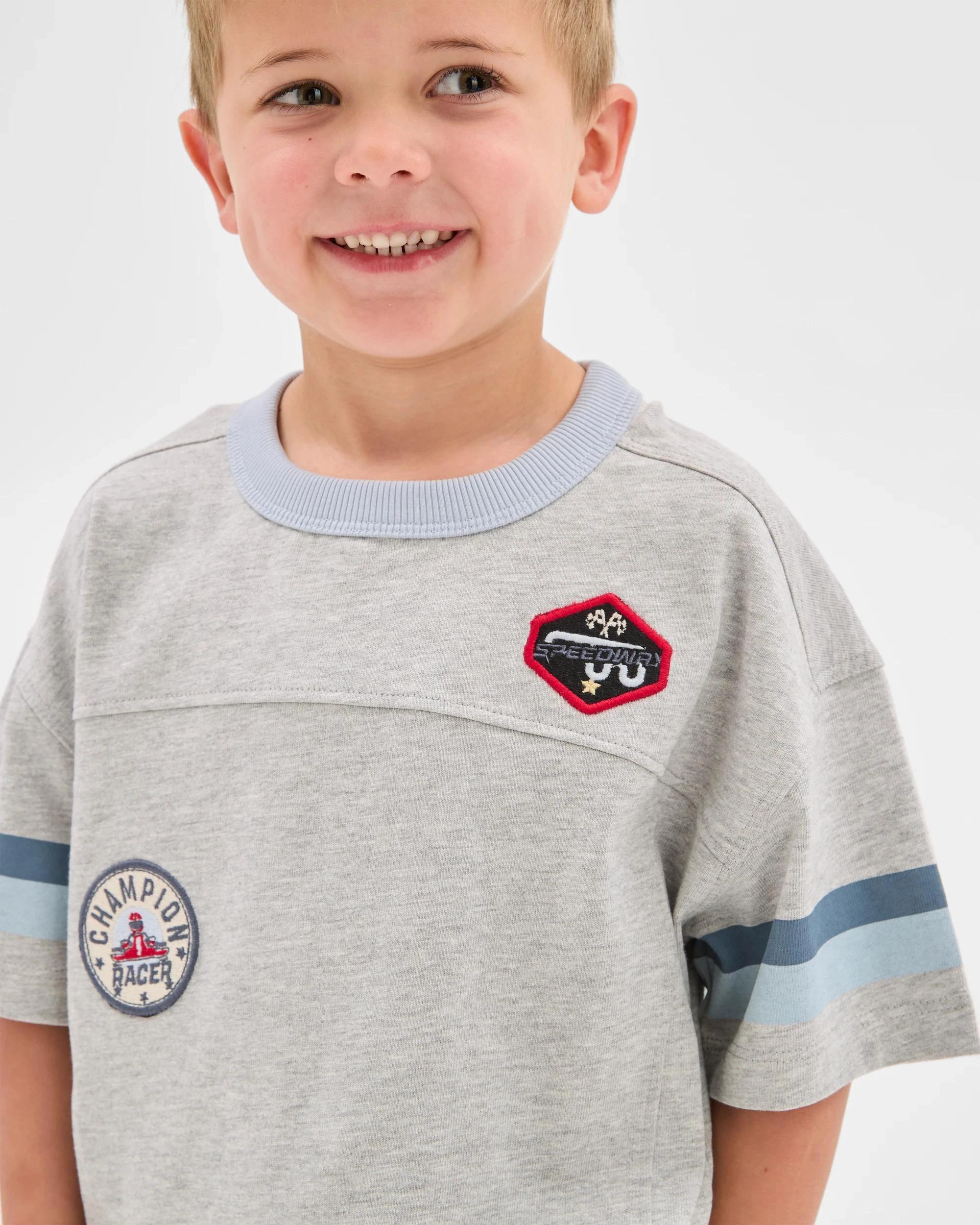 2 Target Kids Australian Cotton Short Sleeve Oversized T-Shirt GREY MARLE, 2 of 6