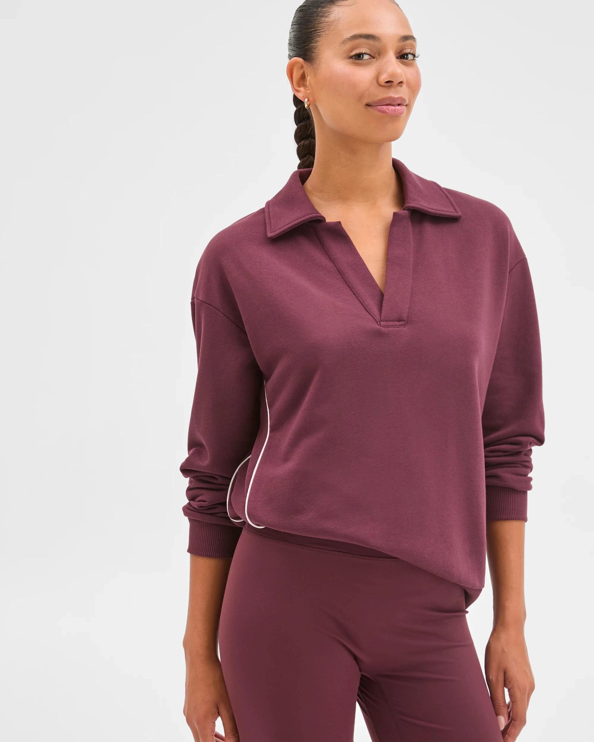 5 Target Active Active Australian Cotton Blend Rugby Polo Jumper WINE/MIST, 5 of 6