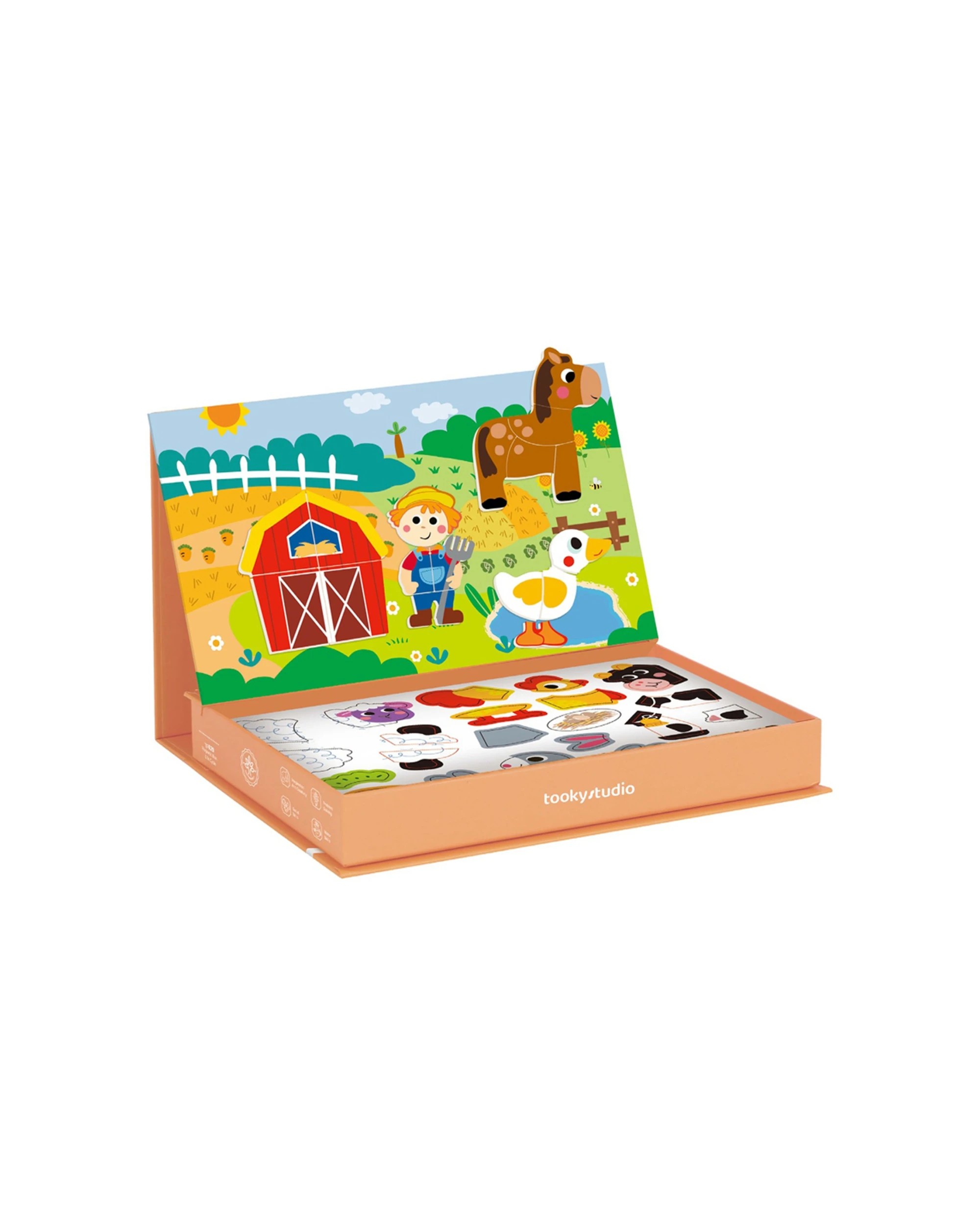 1 Tooky Toy Magnetic Puzzle Pieces Kids Children Toy Travel Playset Box Farm - Multi, 1 of 3