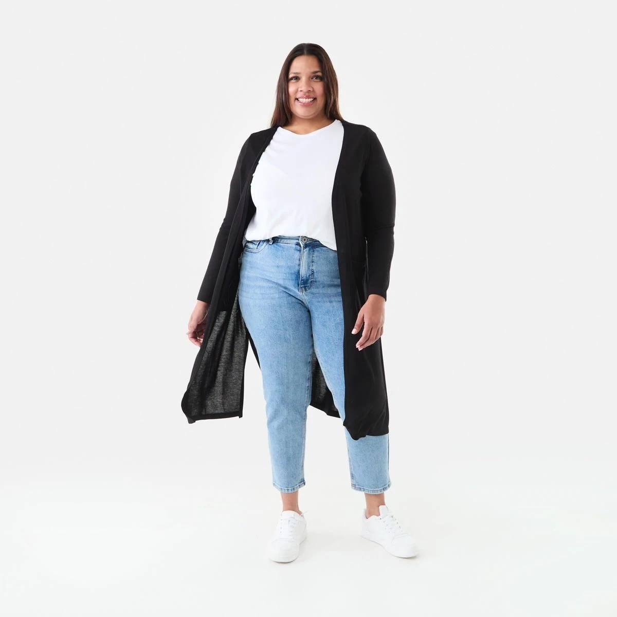 1 Curve Longline Pocket Cardigan Black, 1 of 6