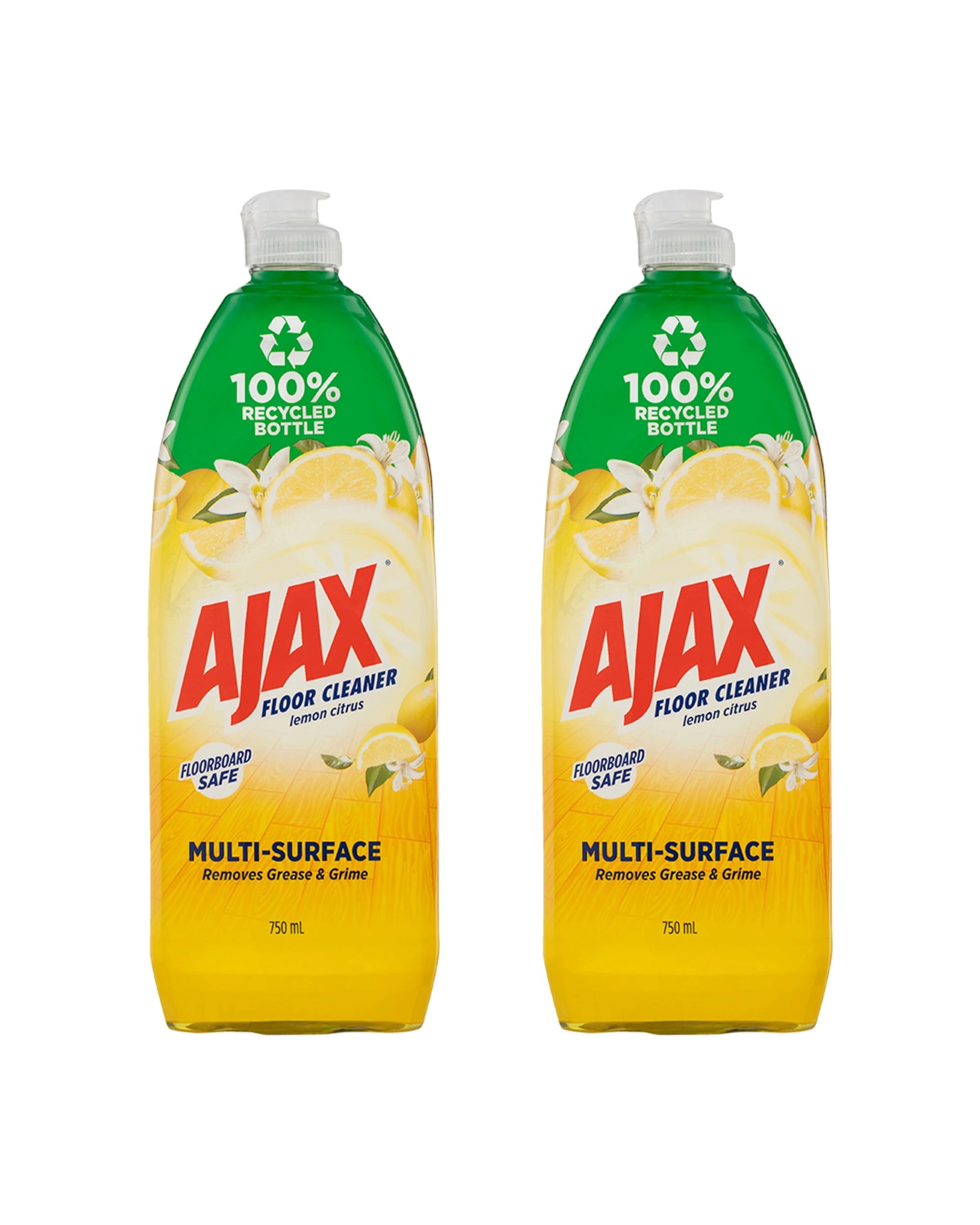1 Ajax 2PK Floor Cleaner 750ml Lemon Citrus Multi-Surface - Yellow, 1 of 3