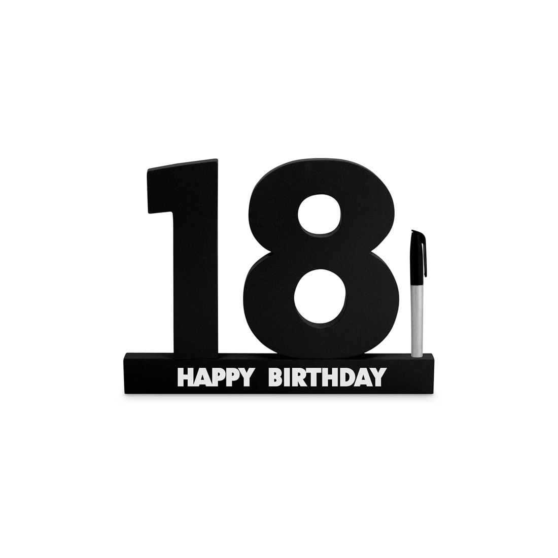 2 18th Black Signature Block W/silver Text Novelty Birthday Message Party Statue
 - Black, 2 of 3