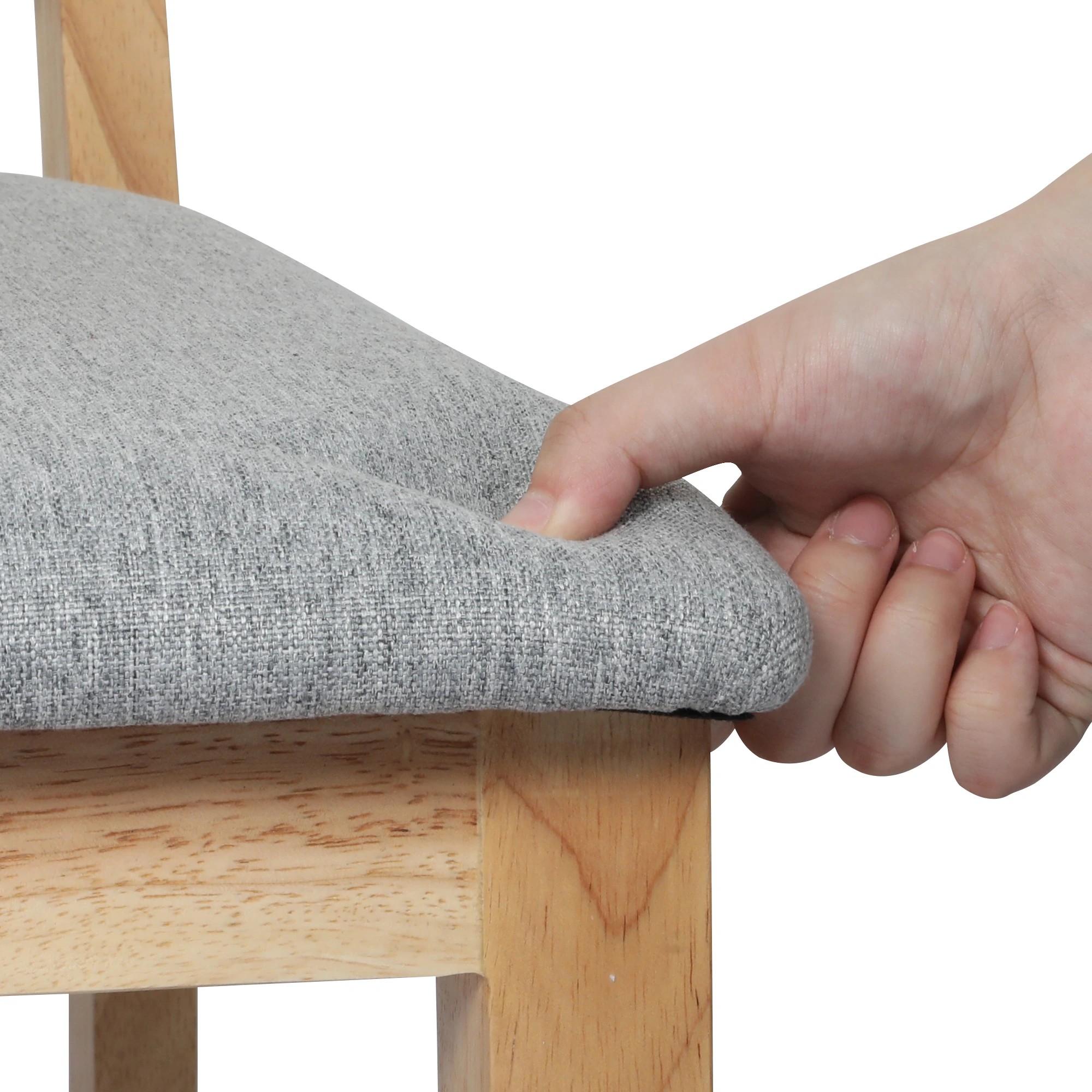 5 Levede Set Of 6 Wood Linen Padded Dining Chairs, 5 of 7