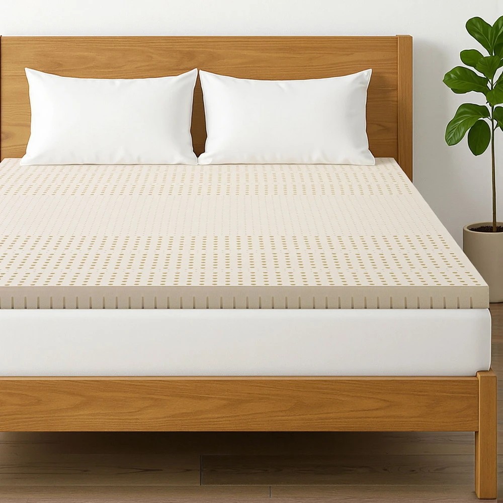8 Giselle Bedding Latex Mattress Topper, 7.5cm Thick 7-Zone Pressure Relief Bed Pad - Queen Bed - White, 8 of 8