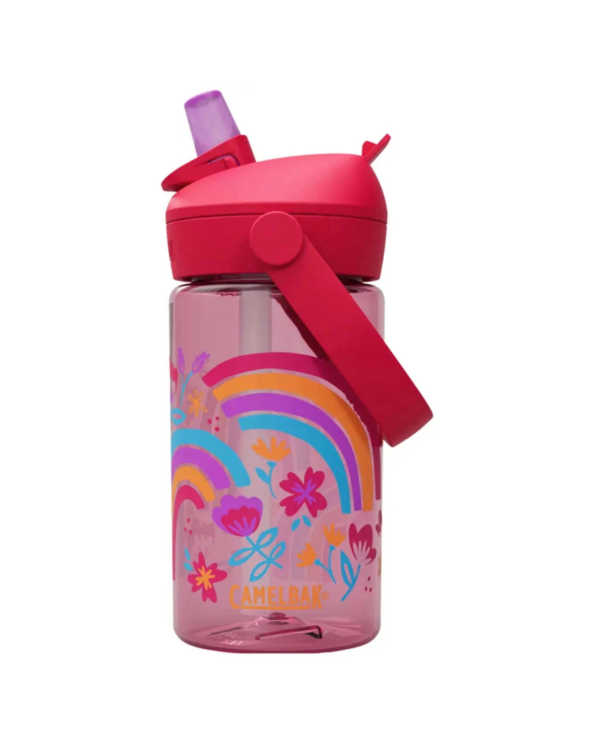 1 CamelBak Kids Thrive Flip Straw 400ml Drink Bottle Leakproof Rainboe Floral - Pink, 1 of 4
