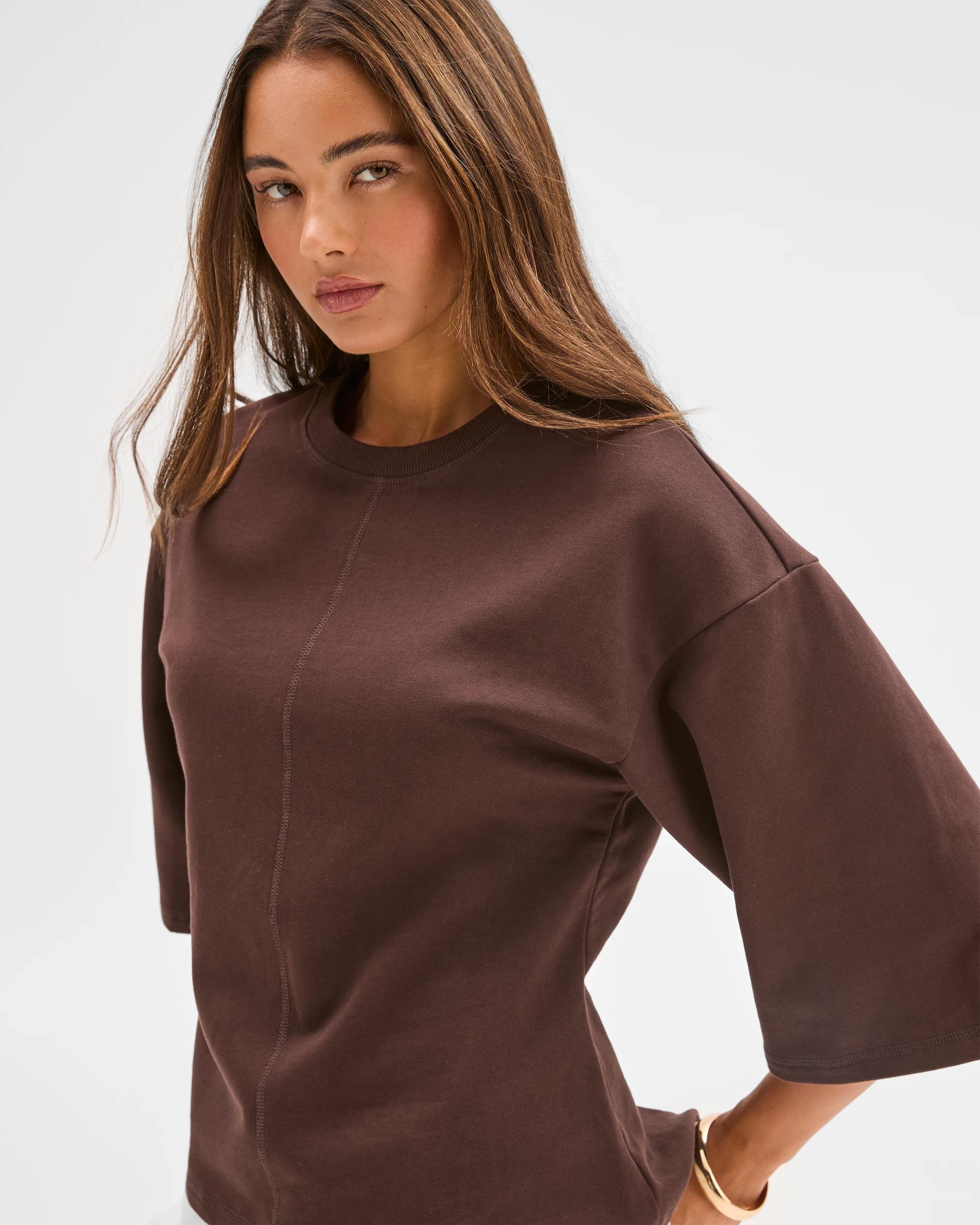 3 Lily Loves Australian Cotton Cinch Waist T-Shirt COFFEE BEAN, 3 of 6