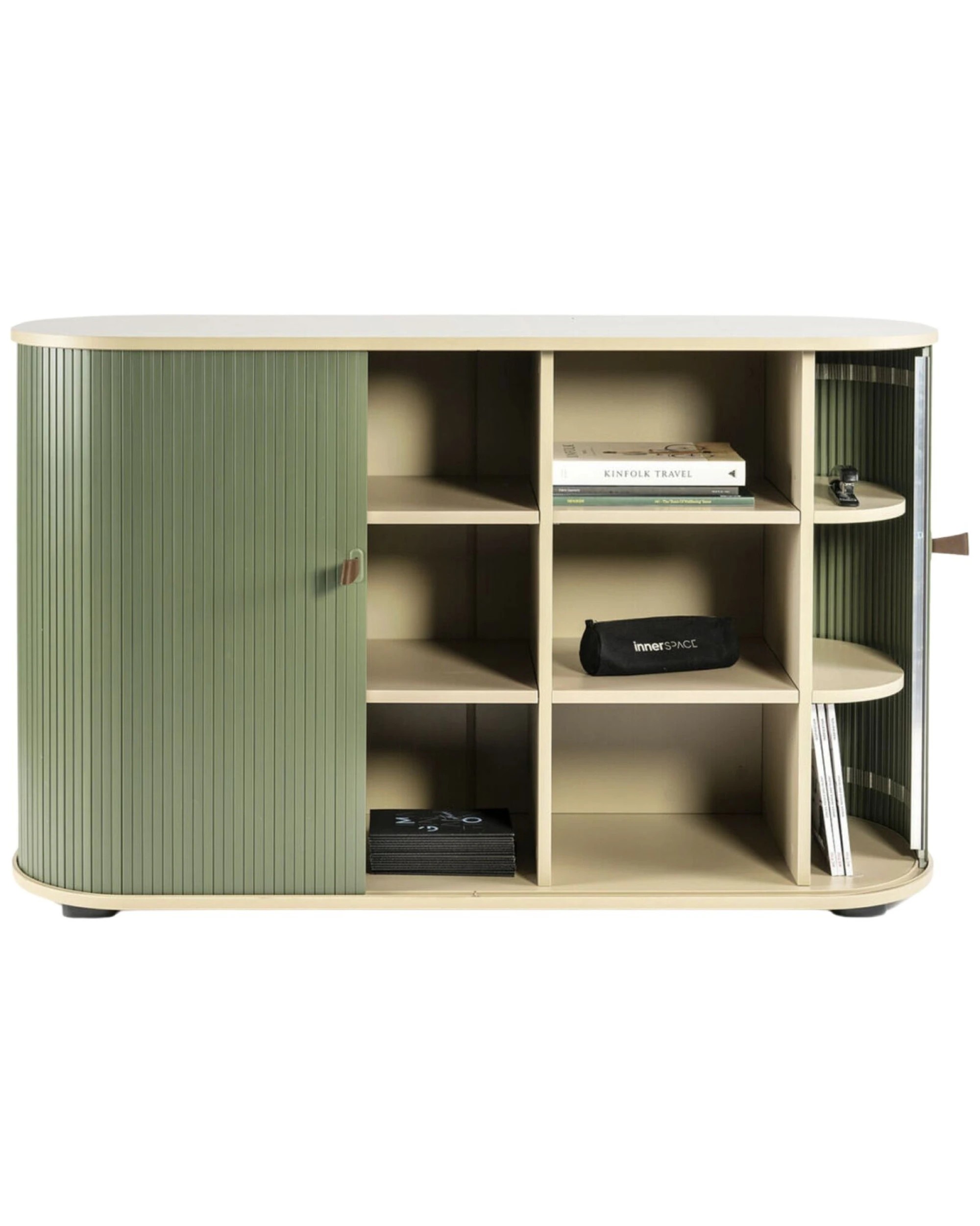 3 BR Home Fitin Rollin Mobile Shutter Cabinet Storage With Adjustable Shelves, 3 of 5