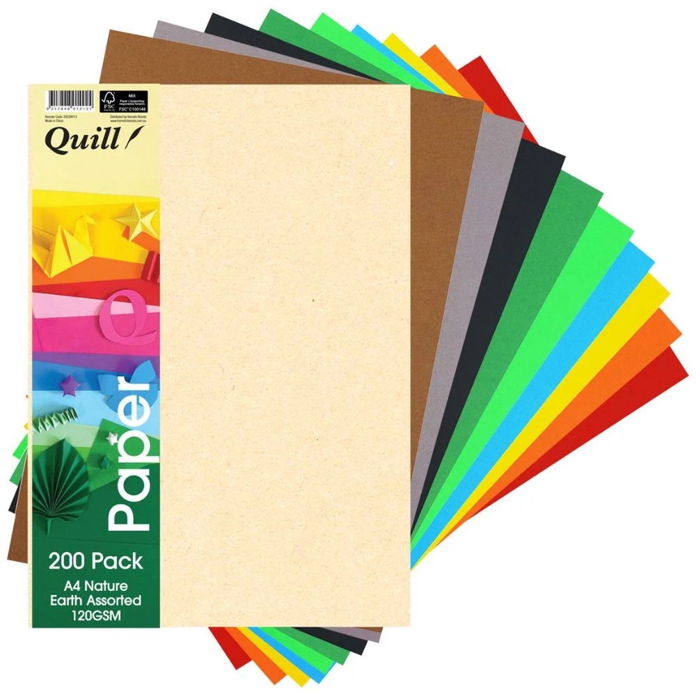1 Quill School Cover Paper A4  Nature Earth Assorted 100 Pack, 1 of 1