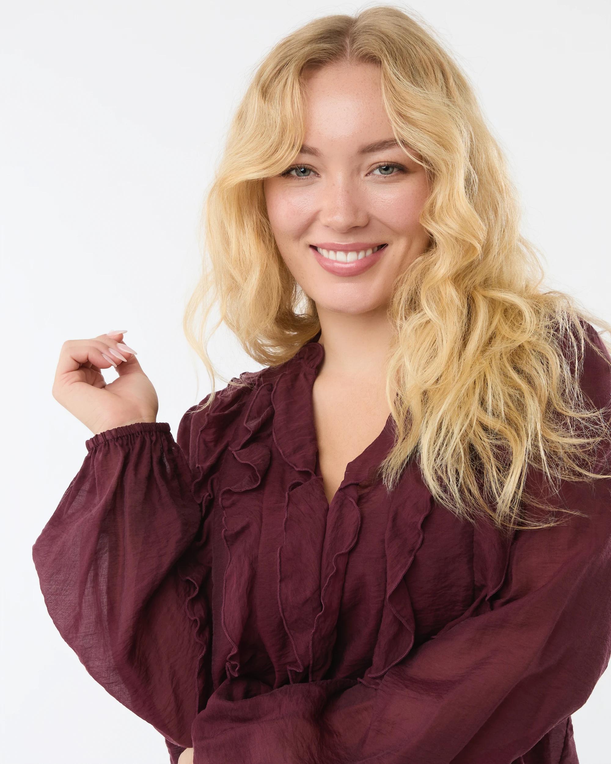 6 Long Sleeve Ruffle Blouse Red Royale, 6 of 7