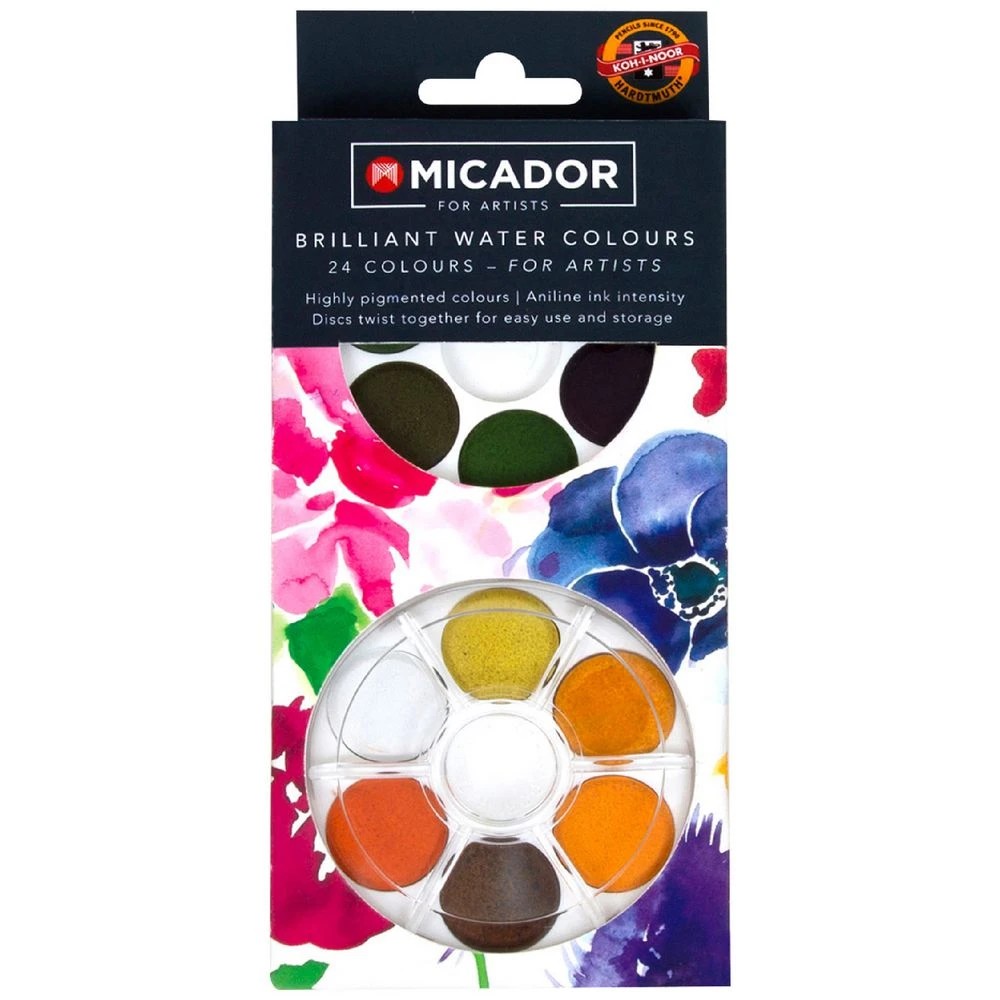 1 Micador For Artists Brilliant Watercolour Discs 24 Pack, 1 of 2