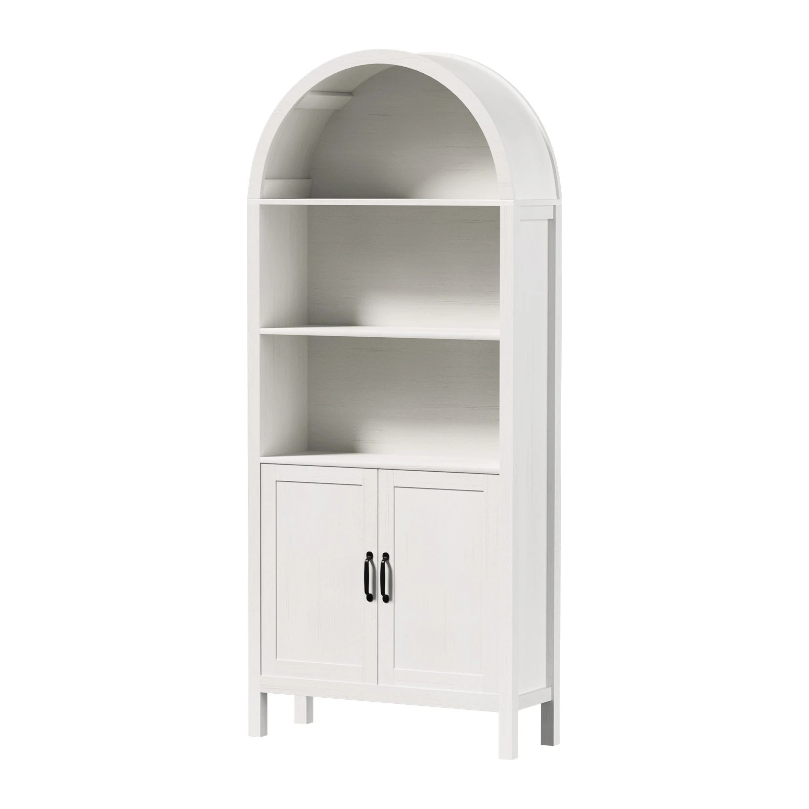 1 Oikiture Arched Bookshelf Display Shelf Bookcase Bookshelves Storage - White, 1 of 10