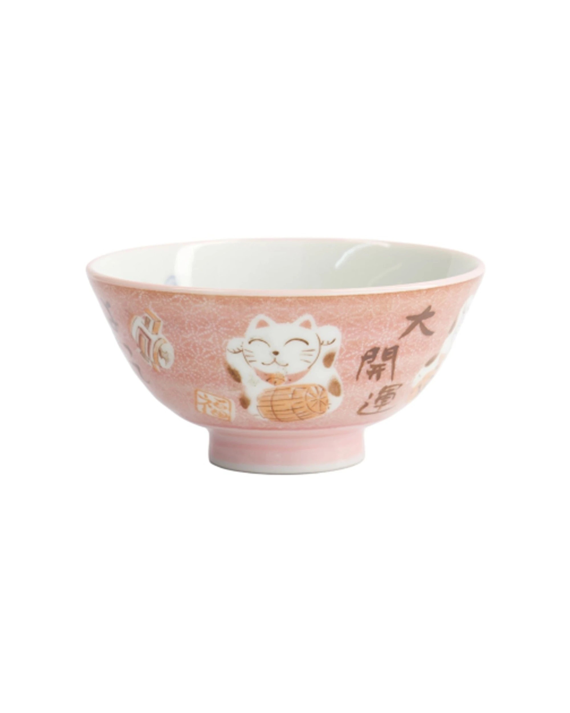 3 Tokyo Design 2PK Kawaii Rice Bowl Neko Cat Ceramic Tableware 11.5cm Fortune - Pink, 3 of 4