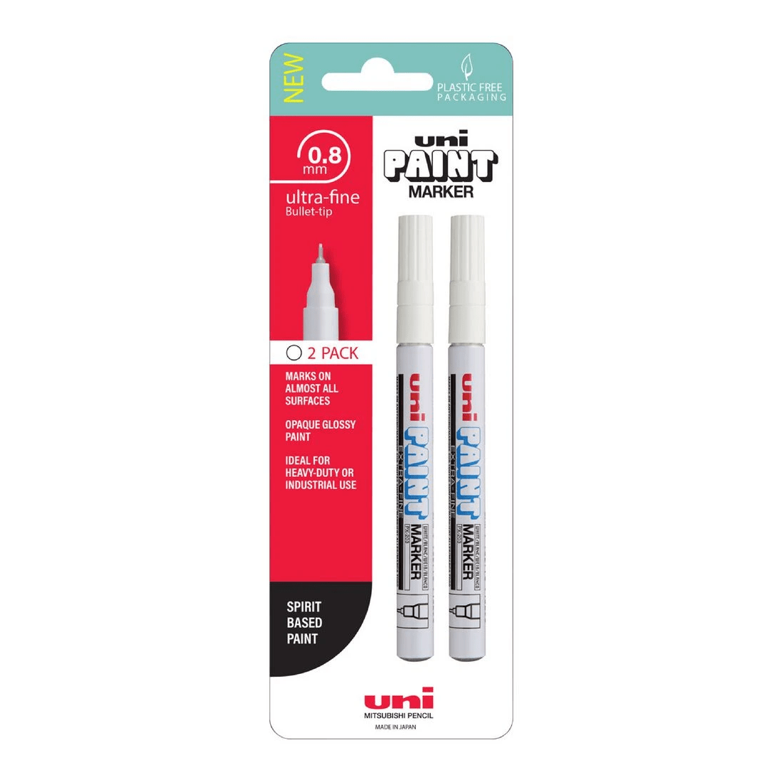 1 Uni PX-203 Paint Marker White 2 Pack, 1 of 2