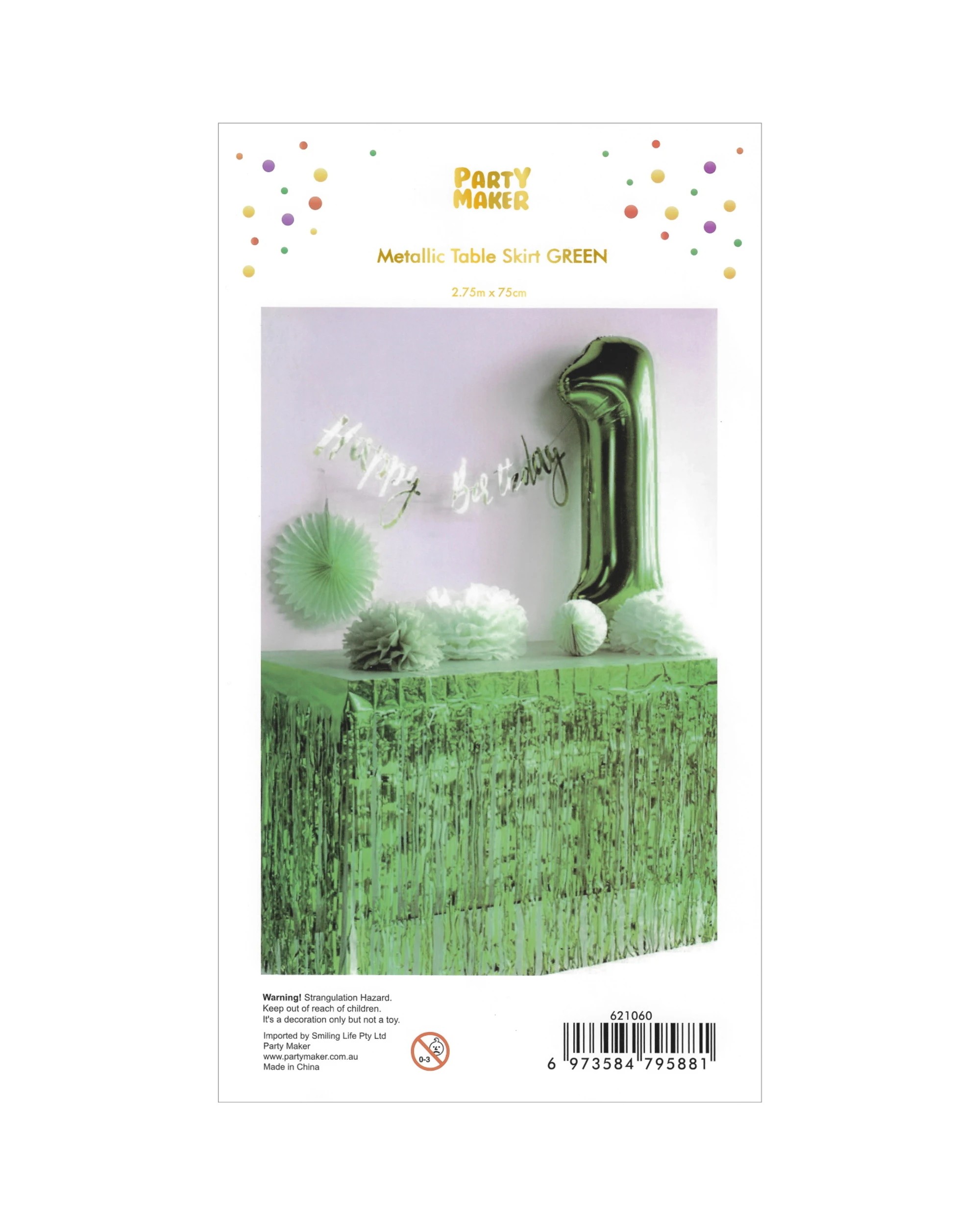 2 Partyrama Metallic Green Table Skirt - Green, 2 of 2