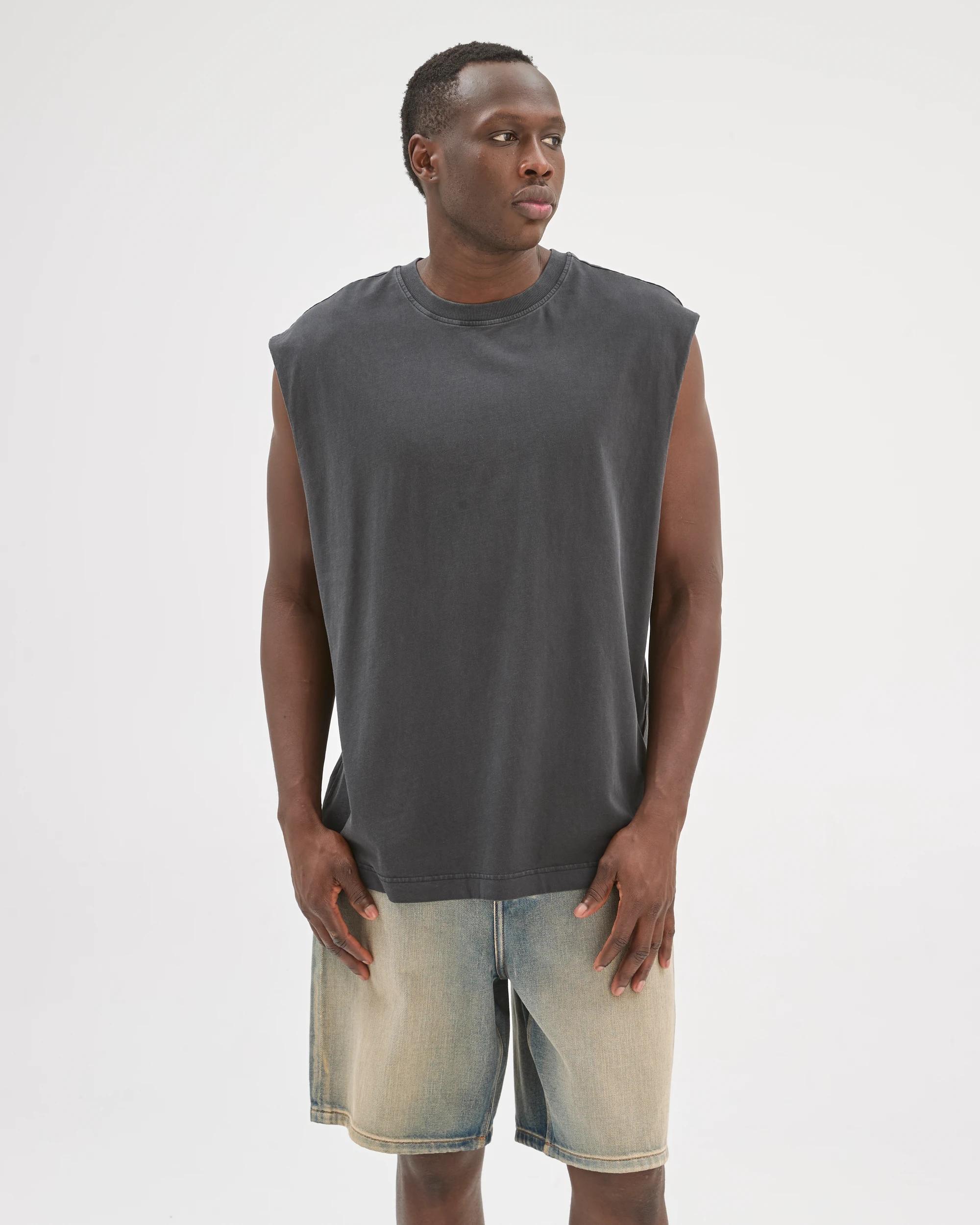 6 Commons Australian Cotton Heavyweight Muscle Tank Top WASHED BLACK, 6 of 8