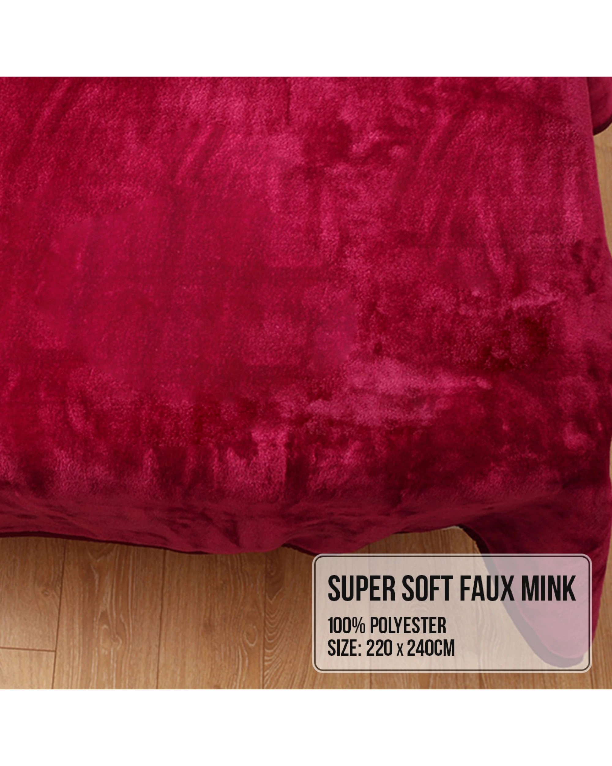 6 Laura Hill 800-gsm Mink Blanket Queen Size Double-sided Soft Plush Bed Faux Throw Rug Red
 - Queen Bed, 6 of 7