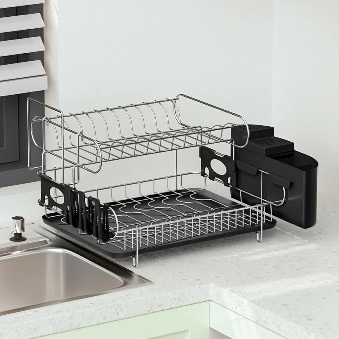 4 Cefito Dish Rack 2 Tiers - Black, 4 of 7