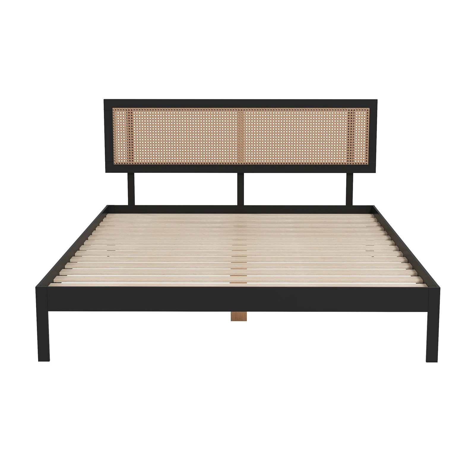 4 Casa Decor Tulum Platform Bed Rattan Bed Head Solid Wooden Frame - Black, 4 of 7