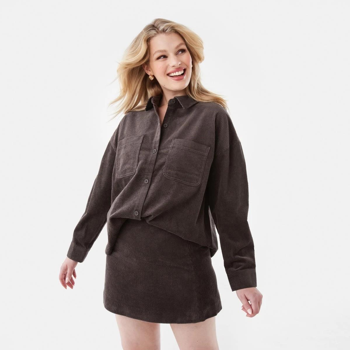 1 Long Sleeve Corduroy Shirt Espresso, 1 of 7