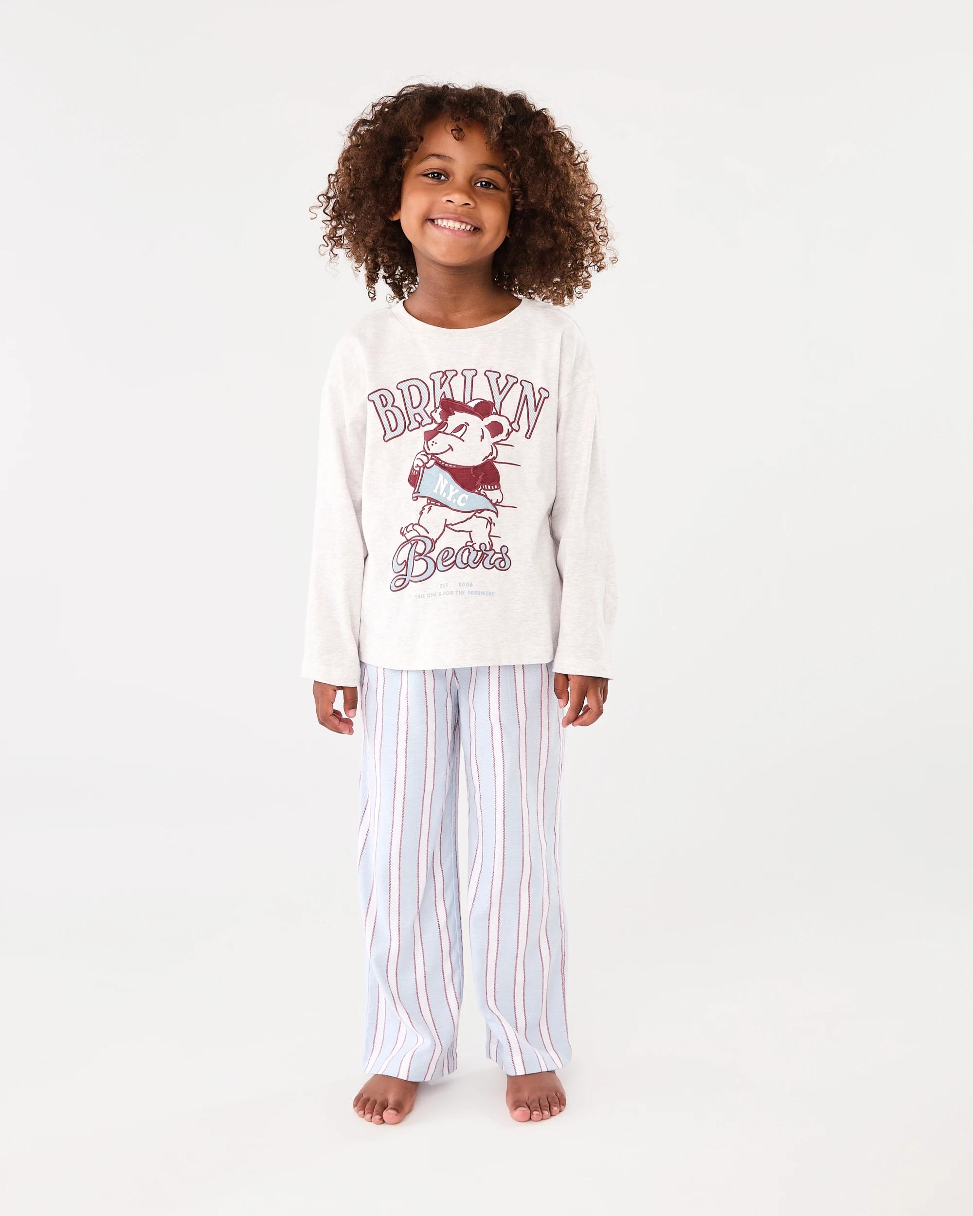 1 Knit Woven Pyjama Set Gry Bear, 1 of 5