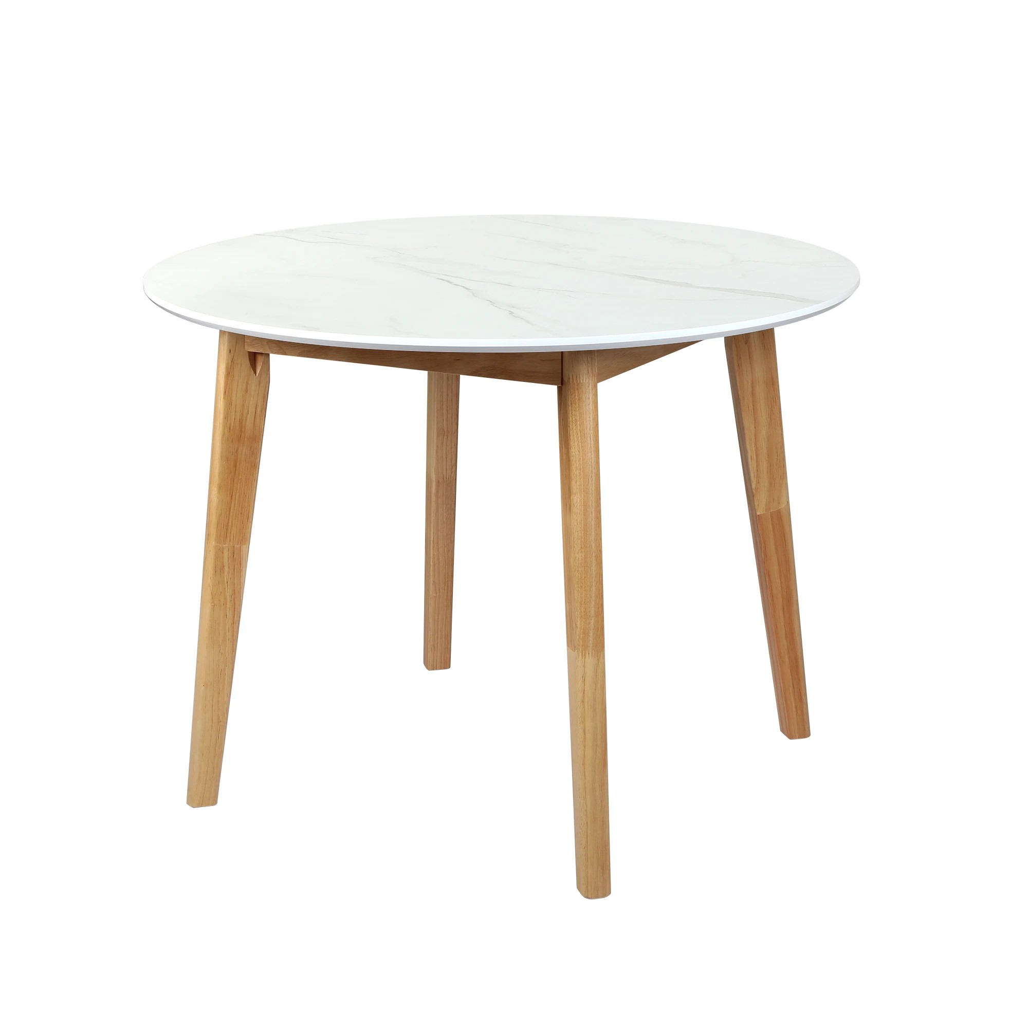 1 Levede Dining Table Round Rubberwood Base Kitchen Cafe Restaurant White 100cm, 1 of 7