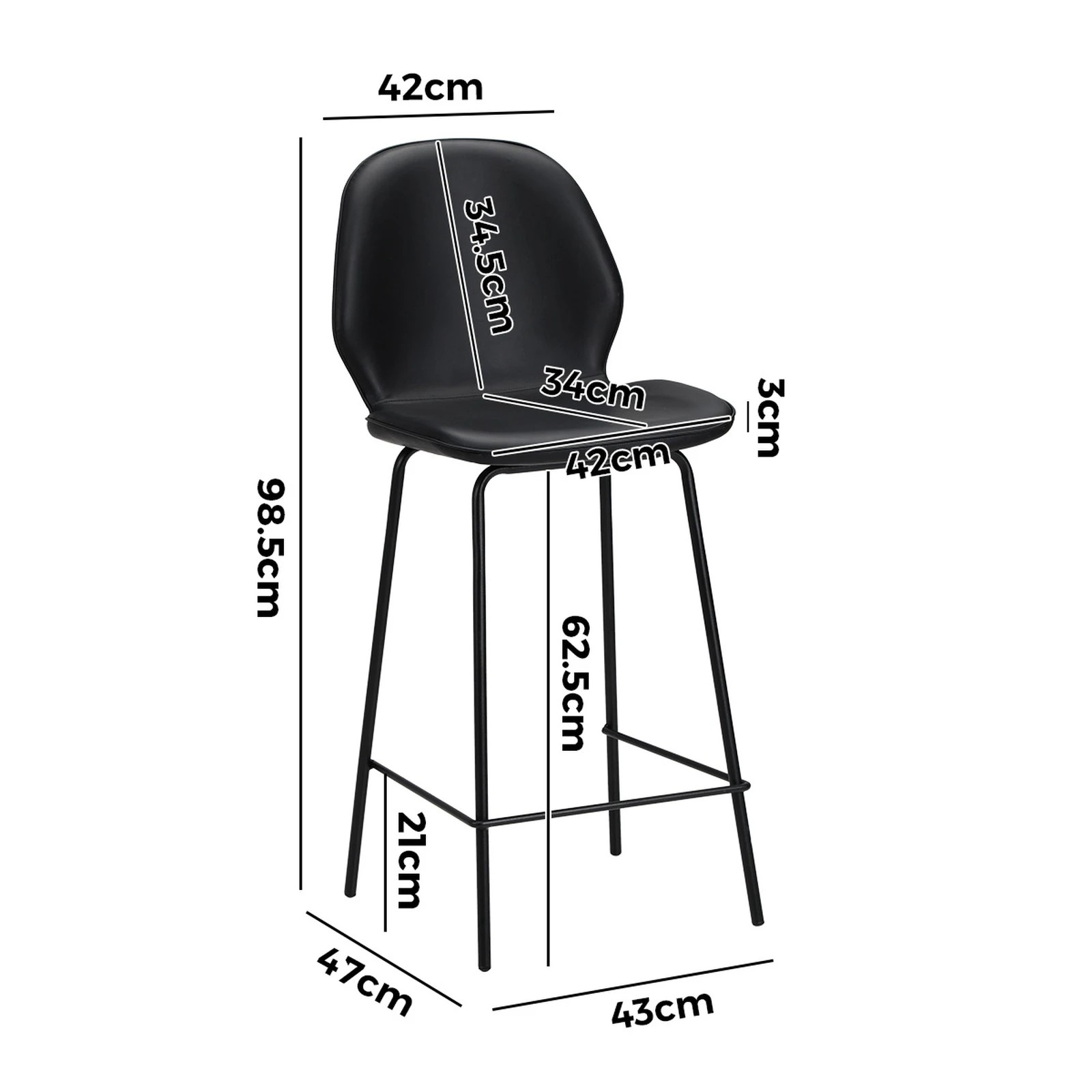 2 Oikiture 4PCS Bar Stools Kitchen Counter Chair Metal - Black, 2 of 9