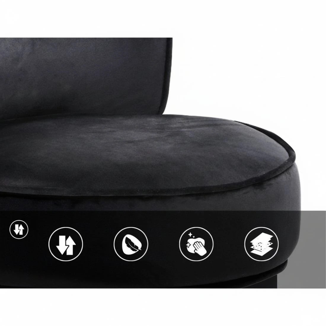 5 Artiss Vanity Stool Velvet  Abella - Black, 5 of 6