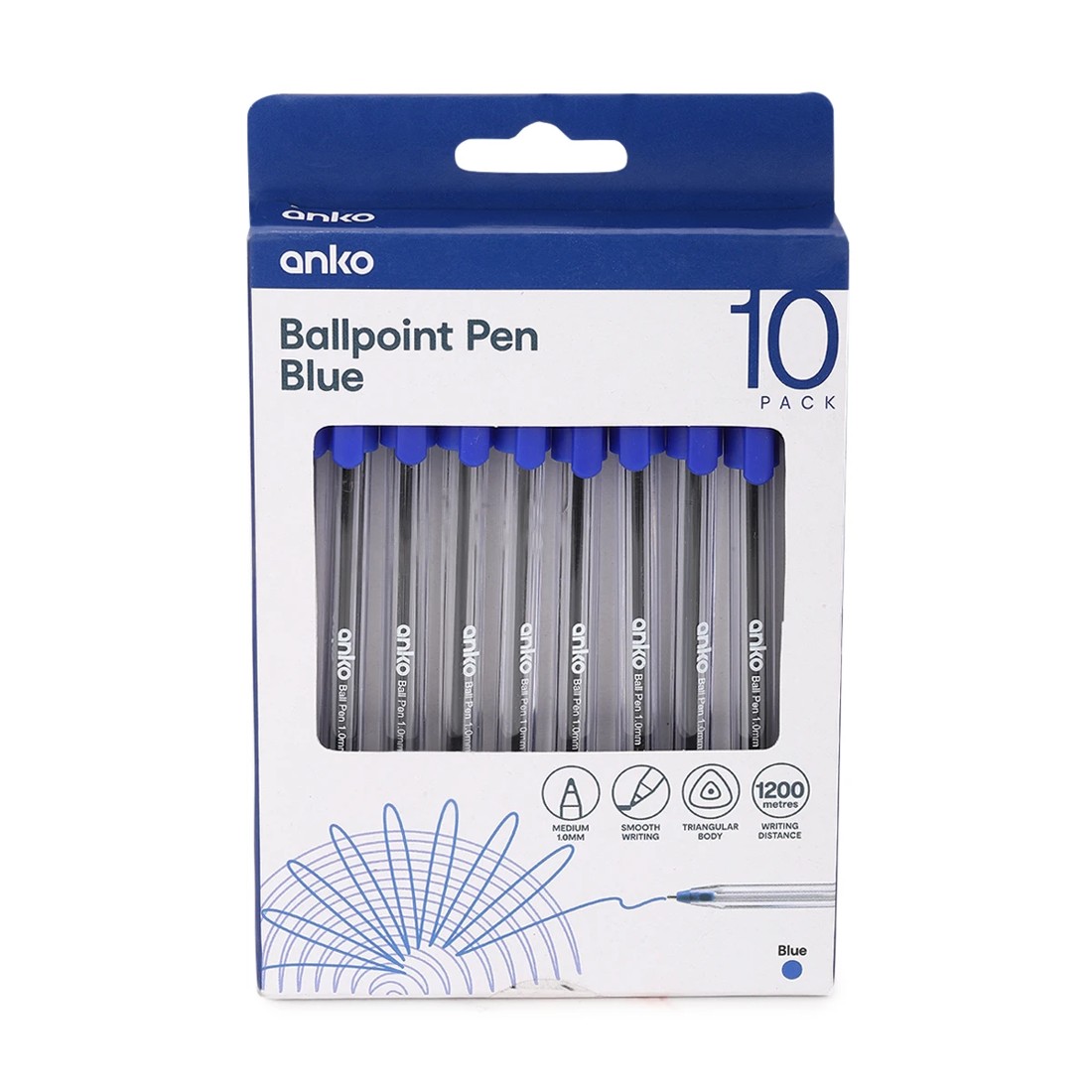 1 10 Pack Ballpoint Pens - Blue, 1 of 4