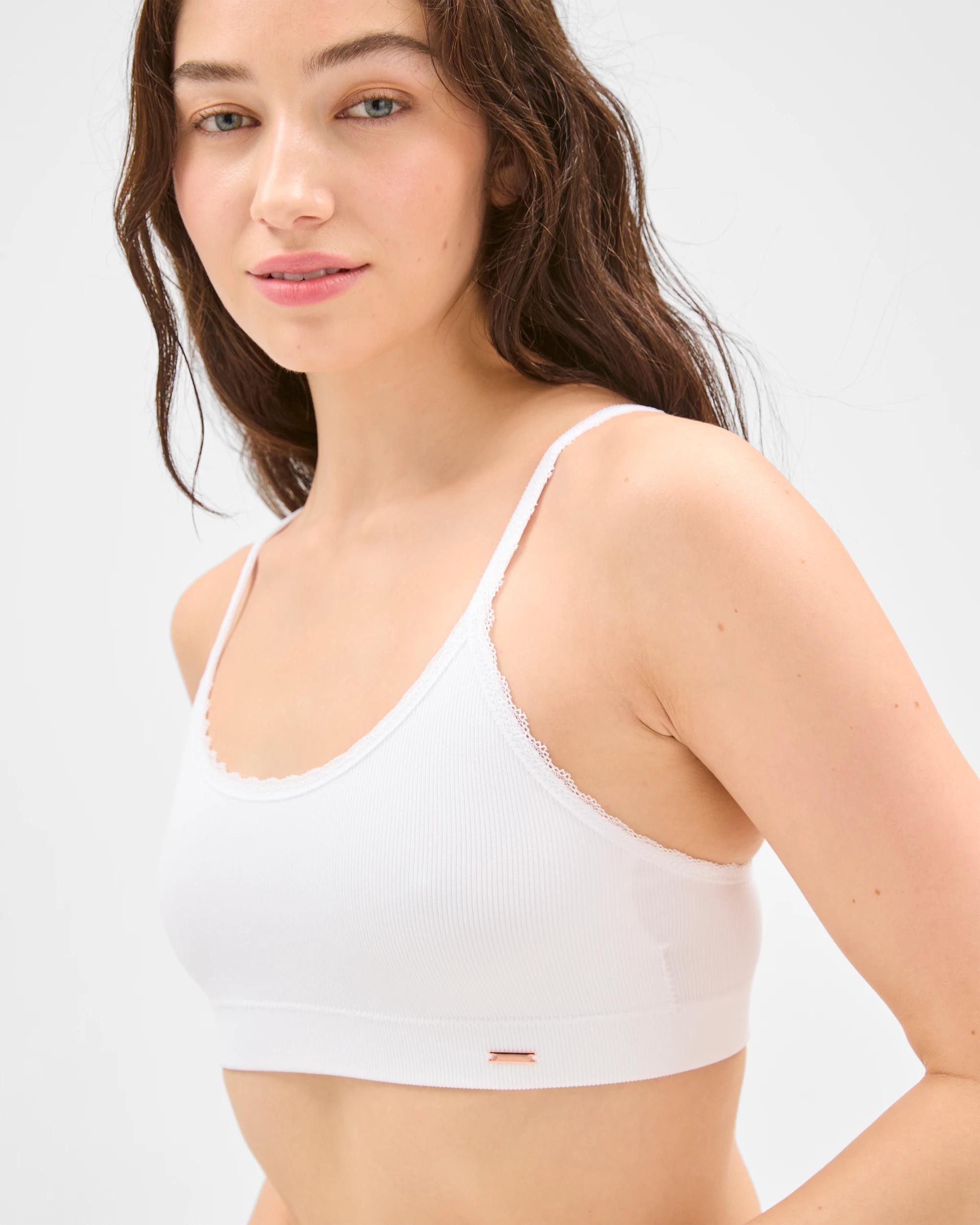 1 Lily Loves Rib and Lace Seamfree Crop Top WHITE, 1 of 5