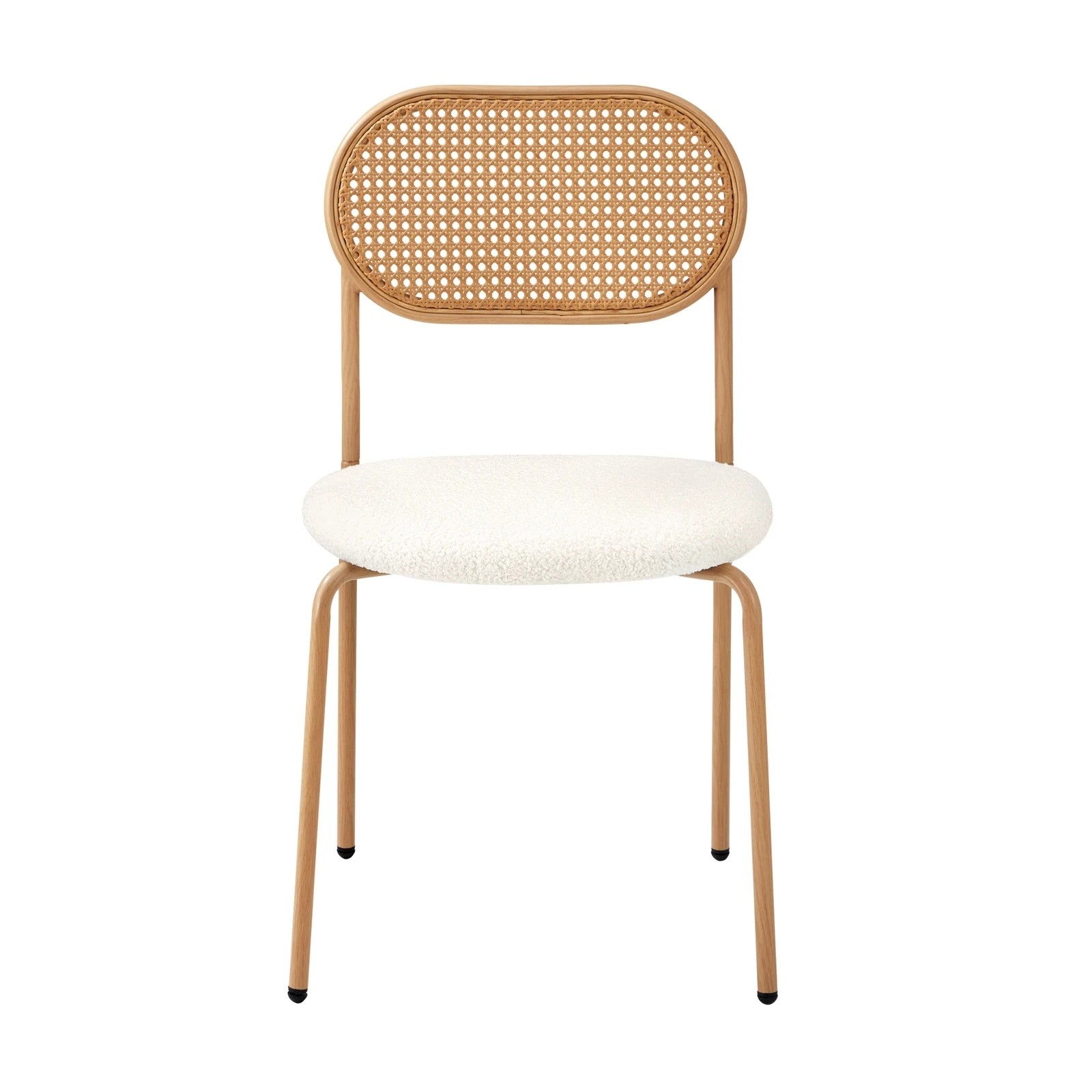 4 Oikiture 4PCS Dining Chair Accent Chairs Rattan Furniture Sherpa - White, 4 of 9