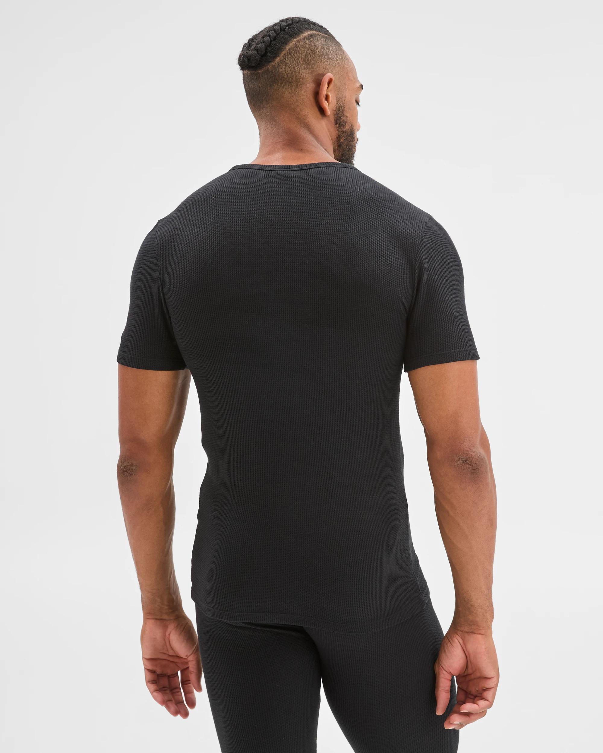 7 Maxx Australian Cotton Short Sleeve Waffle Thermal Top BLACK, 7 of 7