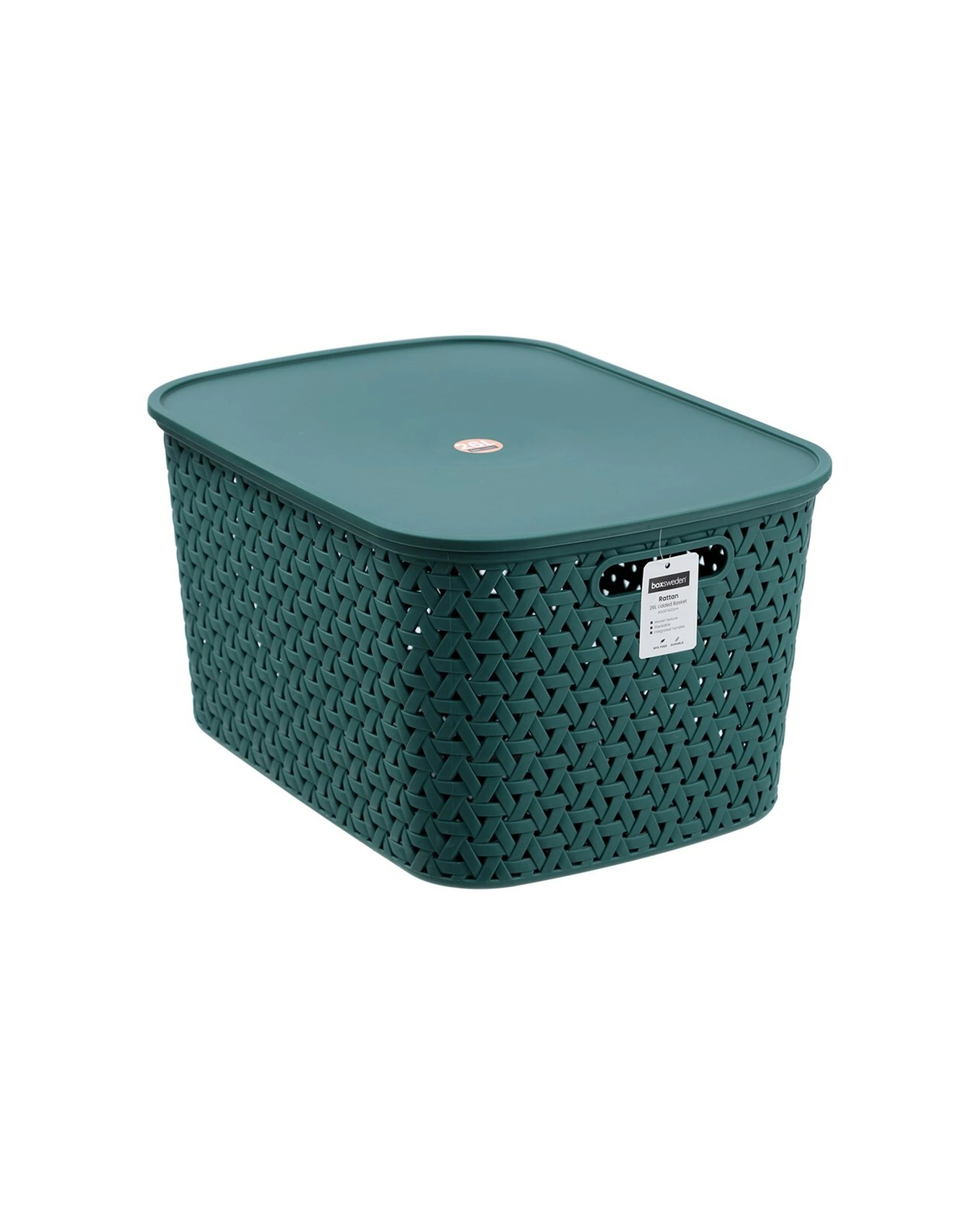 7 Boxsweden Woven Rattan 26l 40cm Lidded Basket Stackable Storage Organiser - Assorted, 7 of 9