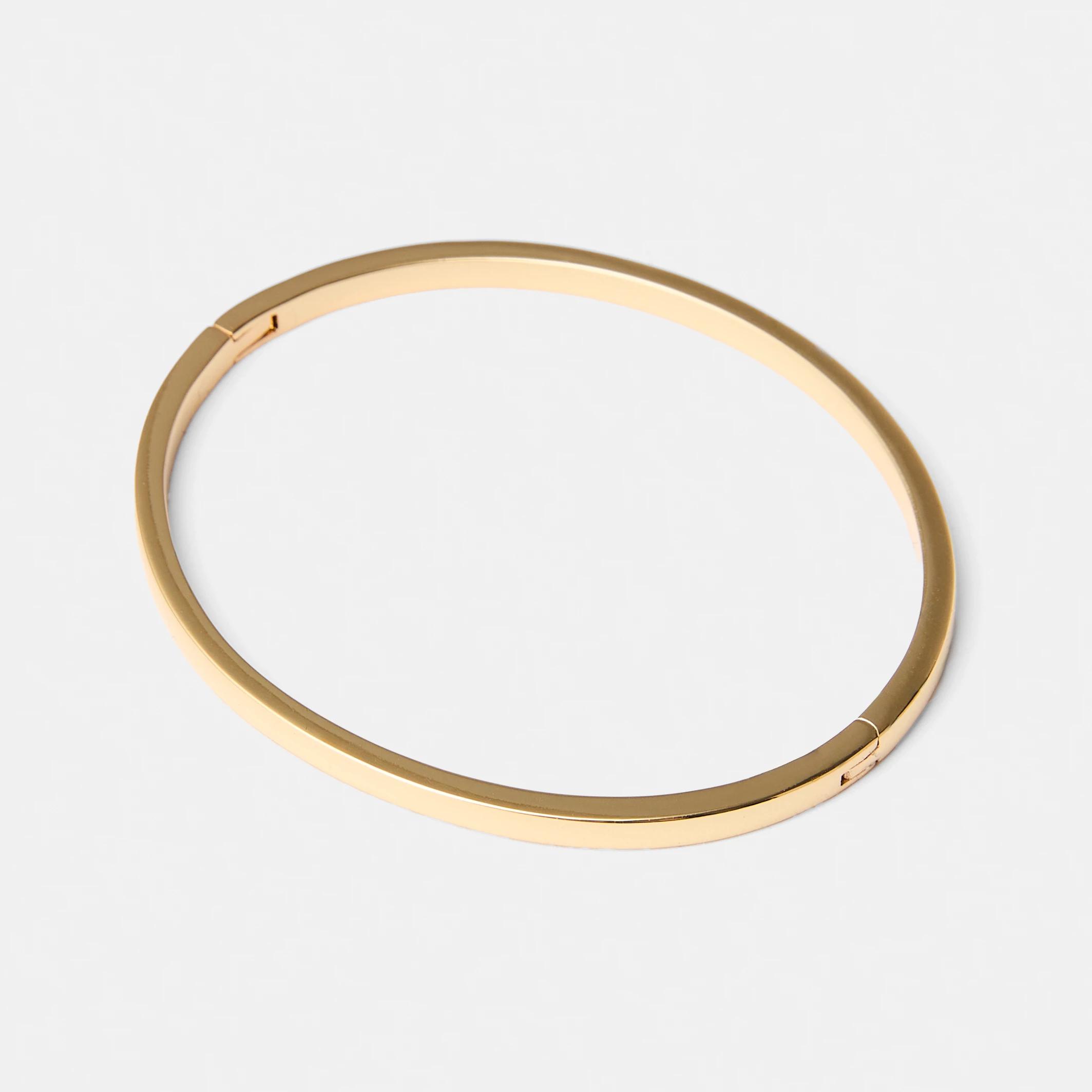 1 18K Gold Plated Plain Hinge Bracelet Gold, 1 of 4