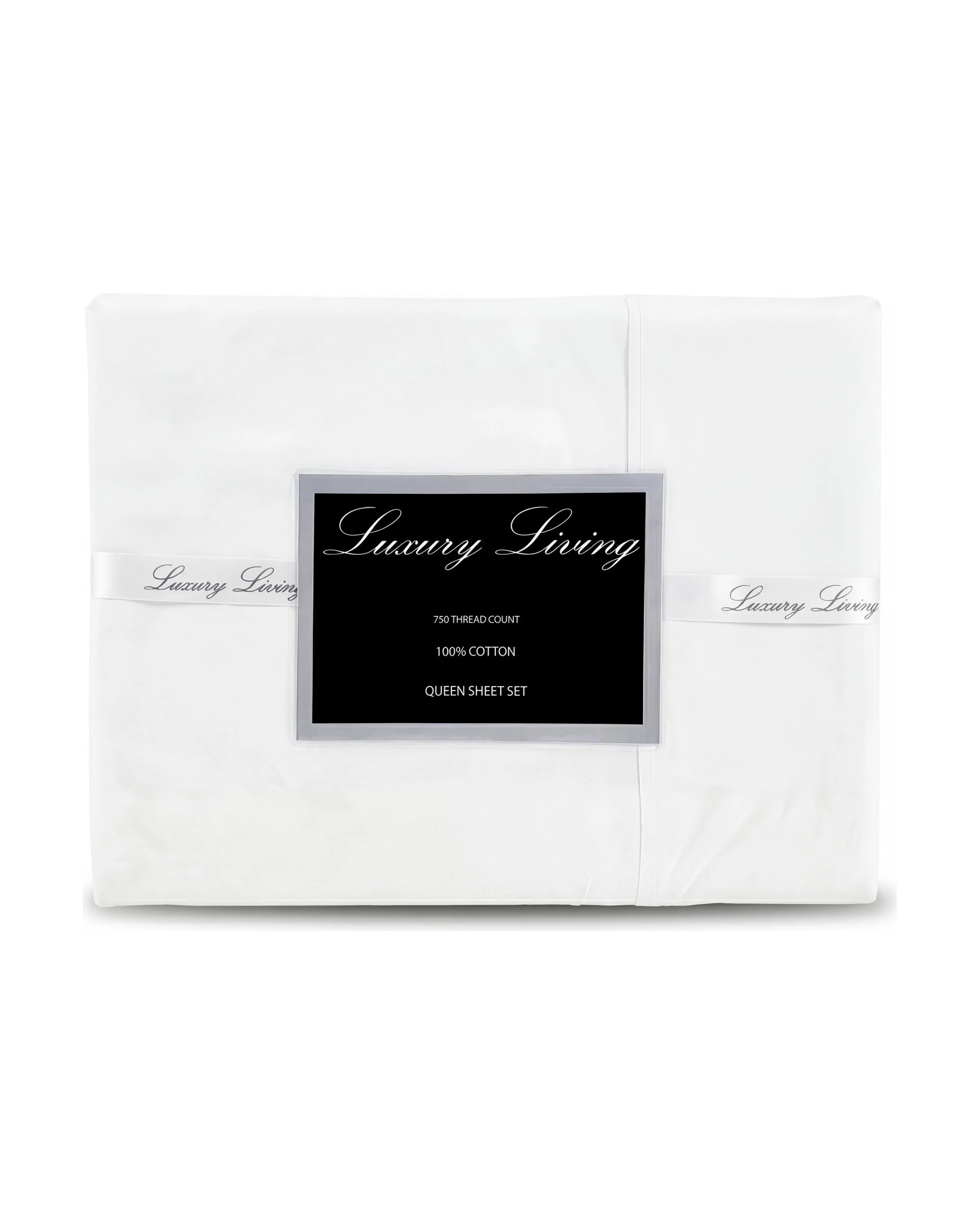 1 750 Thread Count Pure Cotton Queen Bed Sheet Set 4 Piece Gift Pack - Queen Bed - White, 1 of 8