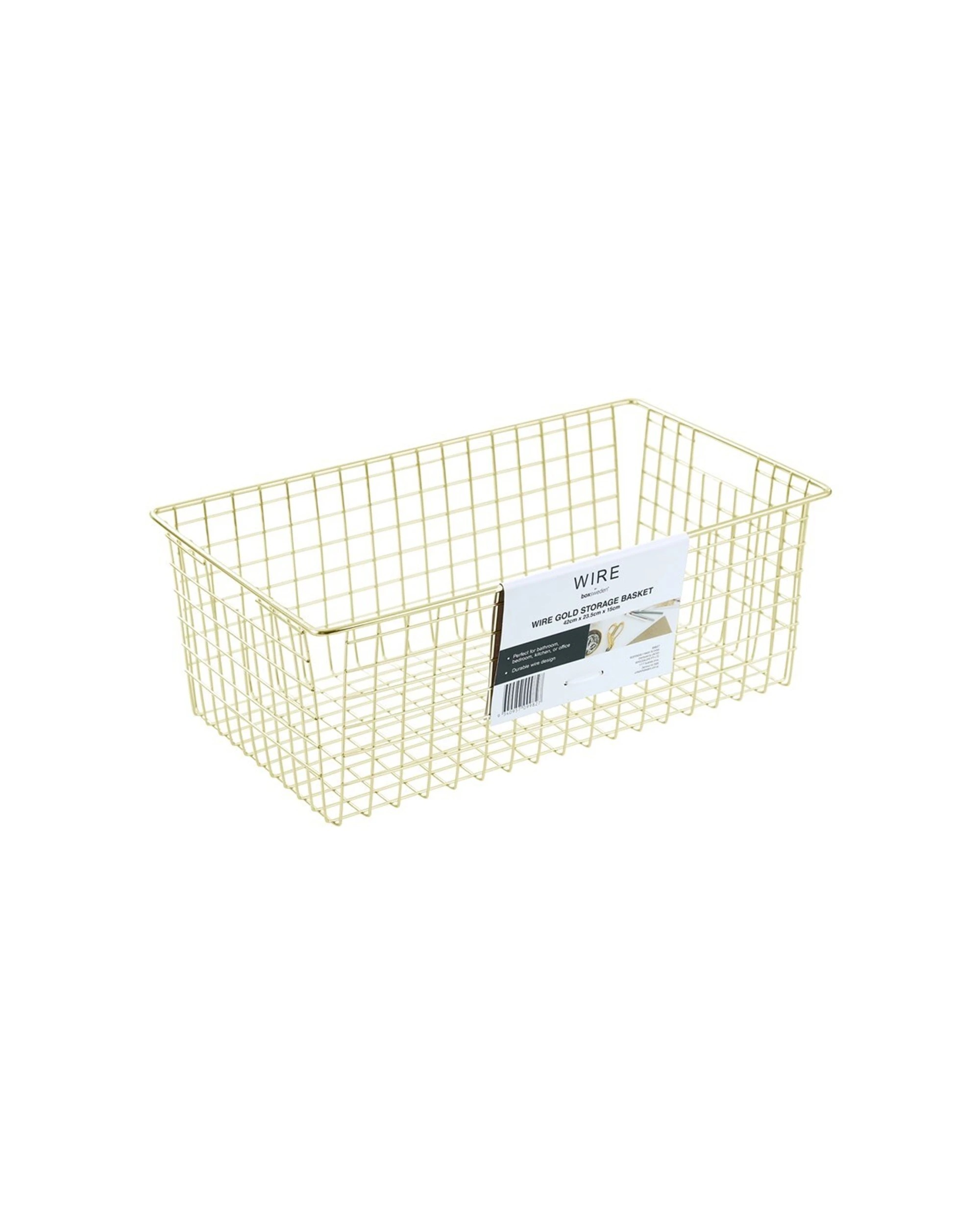 3 Boxsweden 40x15cm Wire Storage Basket Kitchen Bathroom Organiser Container
 - Gold, 3 of 4