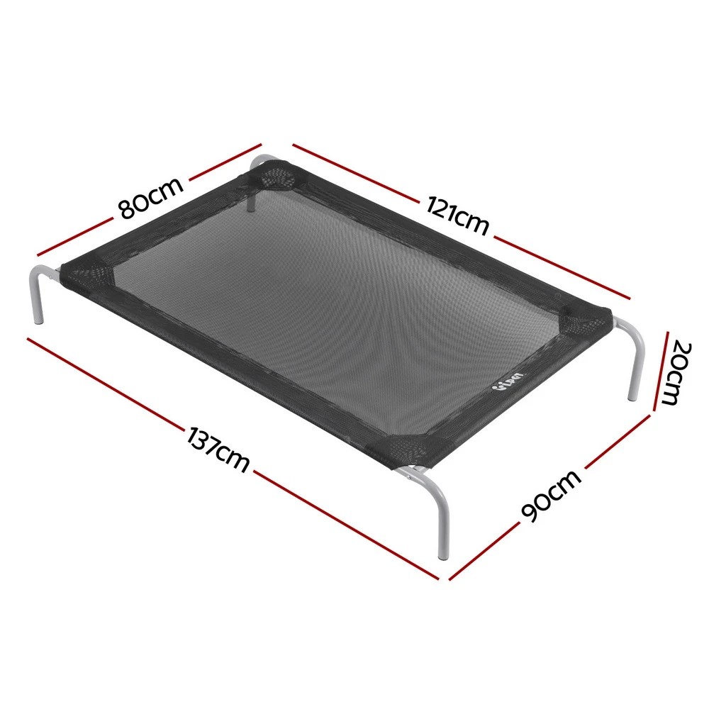 2 i.Pet Pet Dog Bed Elevated Trampoline Durable Raised Heavy Duty Large Dogs 90x137cm - Black, 2 of 2