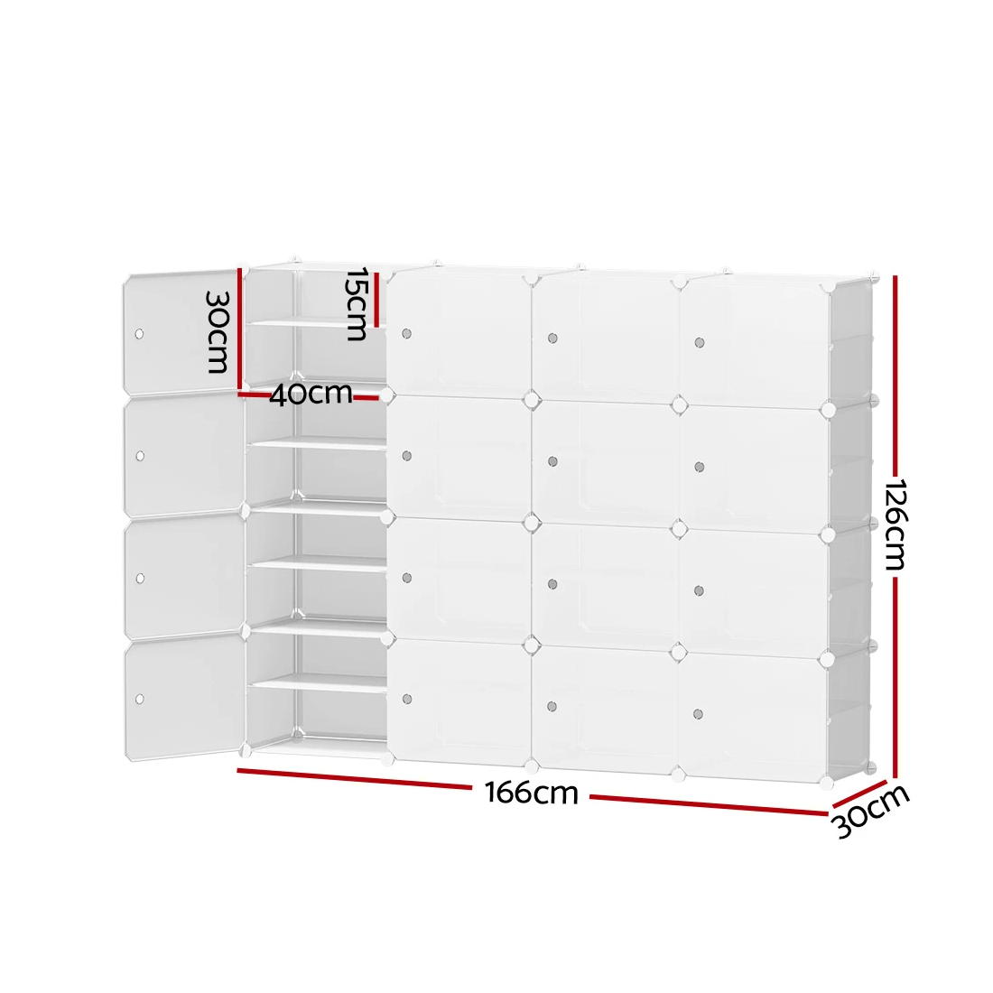 3 Artiss Shoe Rack DIY 16 Storage Cube Stackable - White, 3 of 3