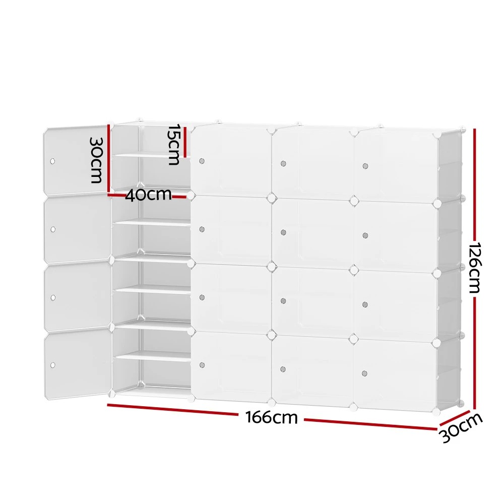 3 Artiss Shoe Rack DIY 16 Storage Cube Stackable - White, 3 of 4