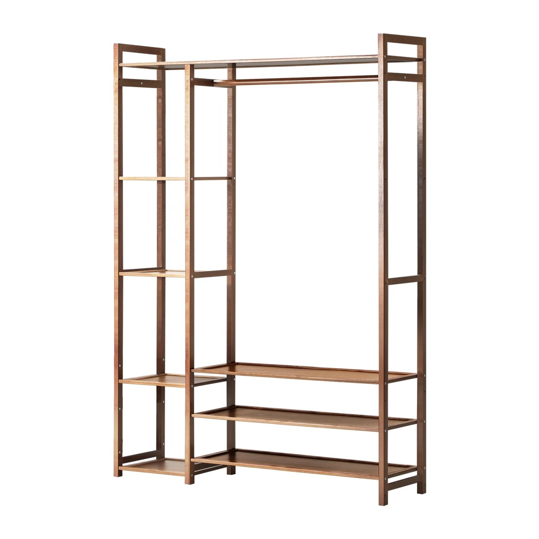 1 Oikiture Clothes Rack Open Wardrobe Garment Coat Hanging Rail Bamboo 8 Shelves
 - Natural, 1 of 10