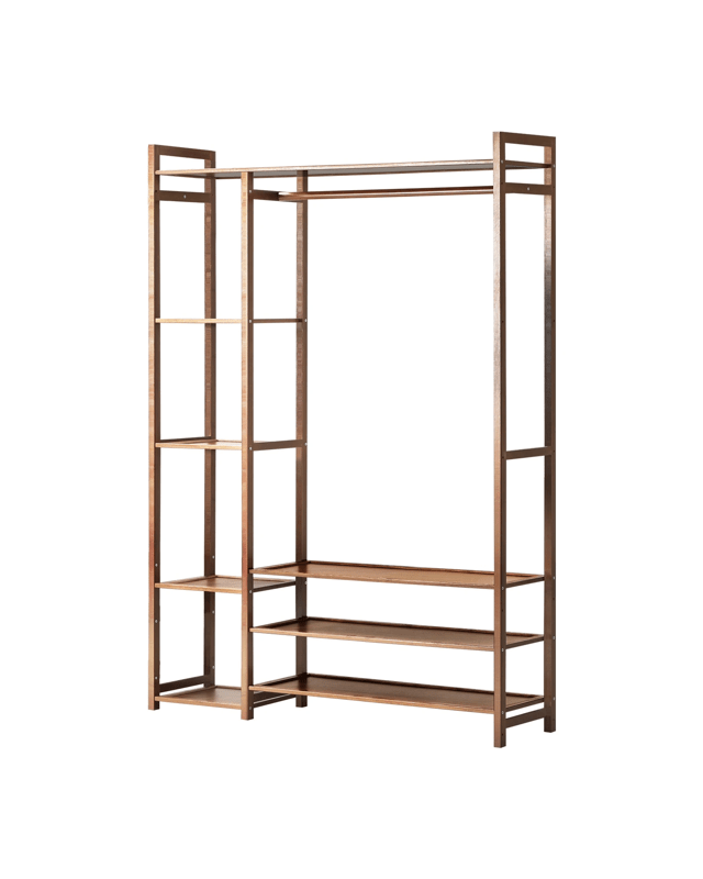 Oikiture Clothes Rack Open Wardrobe Garment Coat Hanging Rail Bamboo 8 Shelves
 - Nat