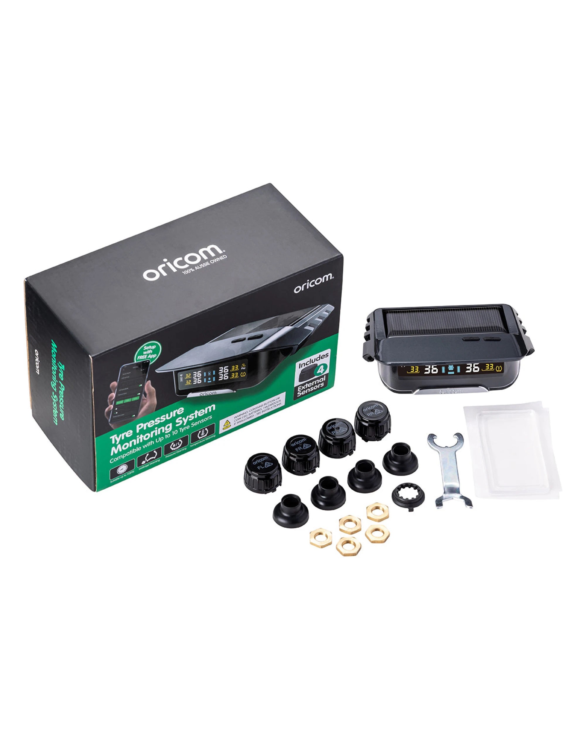 4 Oricom TPMS10-8E Tyre Pressure Monitoring System 8 External Sensors APP Functionality - Black, 4 of 10