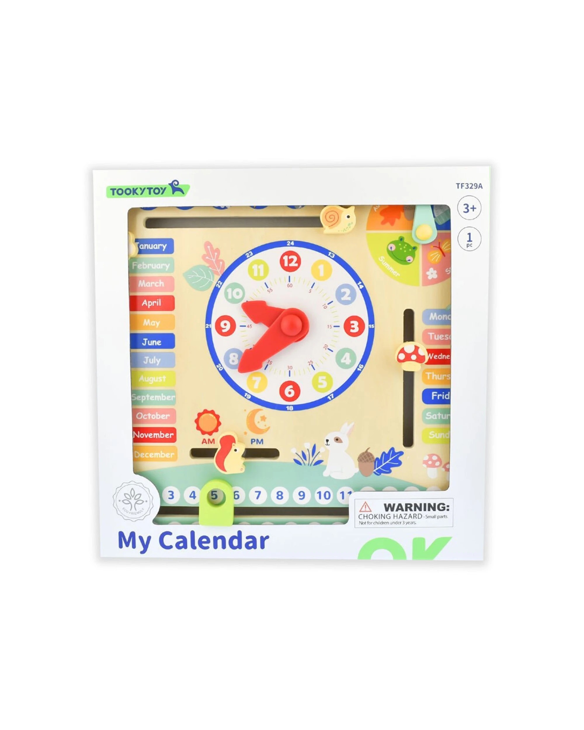 2 Tooky Toy My Forest Friend Kids Wooden Calendar With Adjustable Tabs - Black, 2 of 3