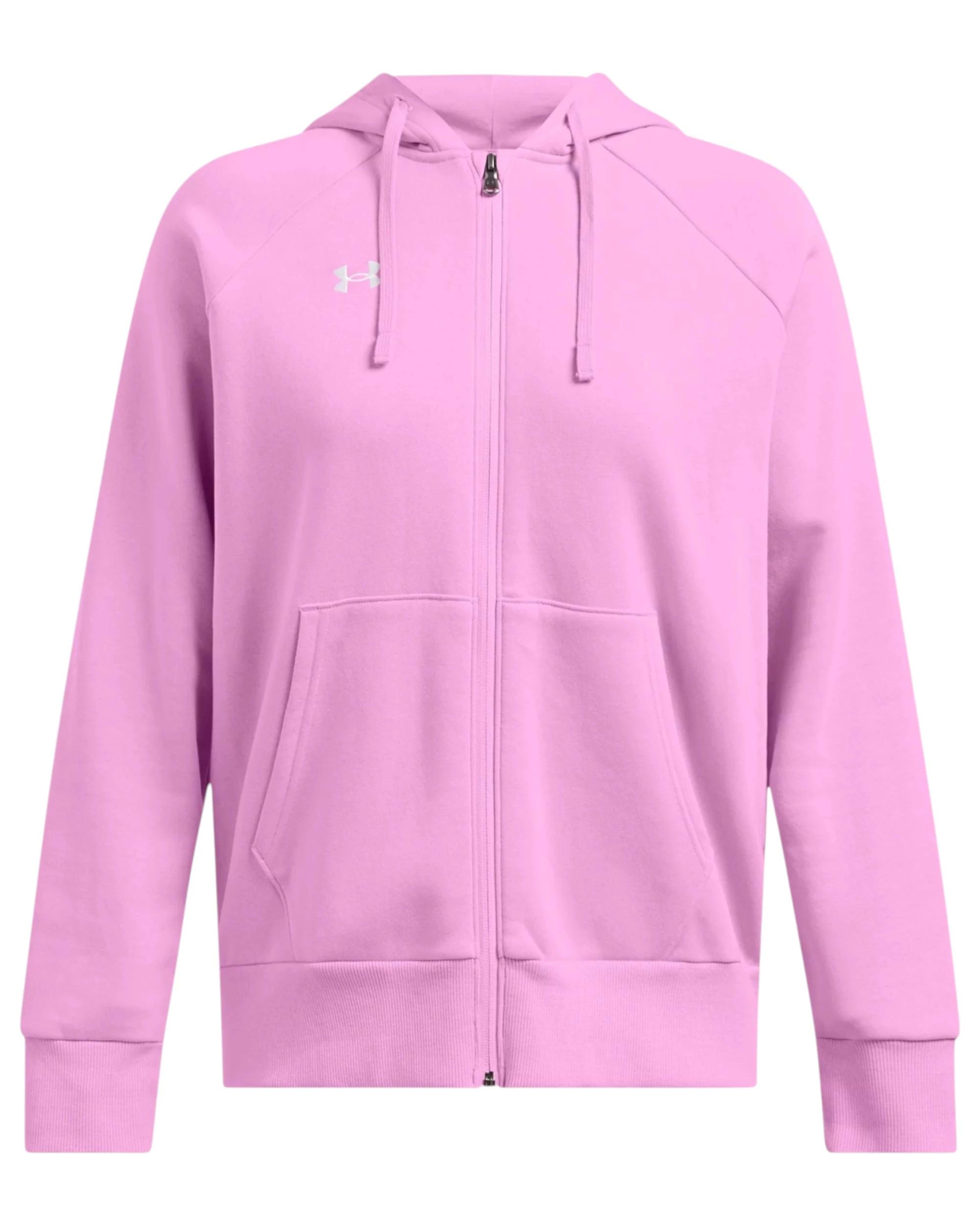 1 Under Armour Womens Rival Fleece Full Zip Pink Hooded Jacket PINK, 1 of 5