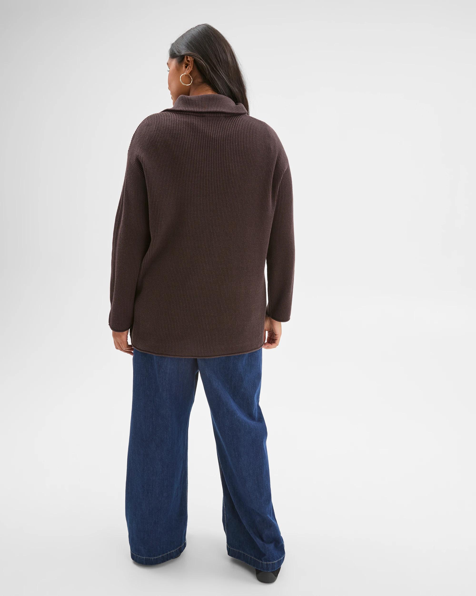 3 Target Curve Plus Size Australian Cotton Blend 1/4 Zip Jumper BRUNETTE, 3 of 6