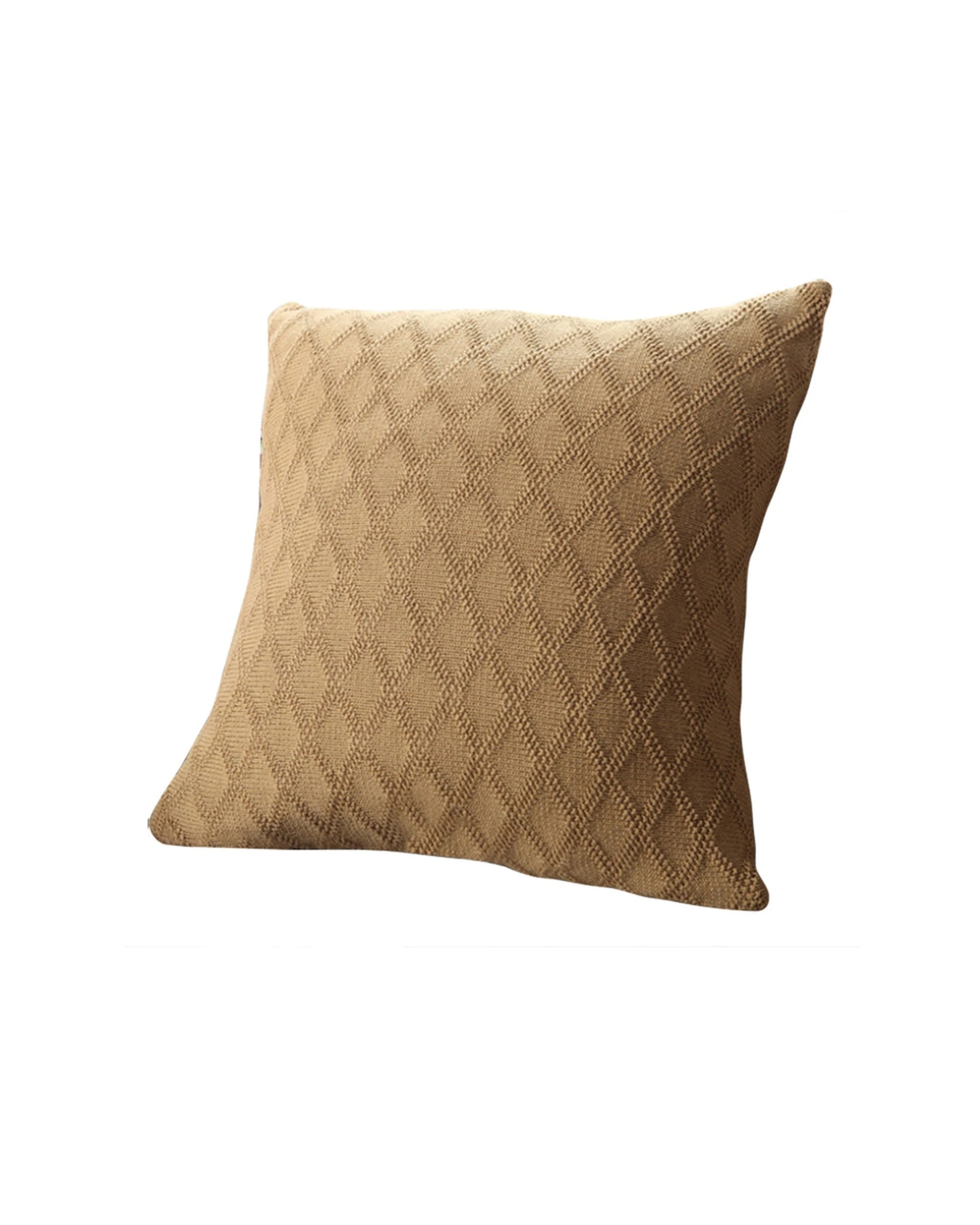 1 Cotton More 100% Cotton Knitted Square Cushion Pillow Cover Diamond Pattern - Brown, 1 of 2