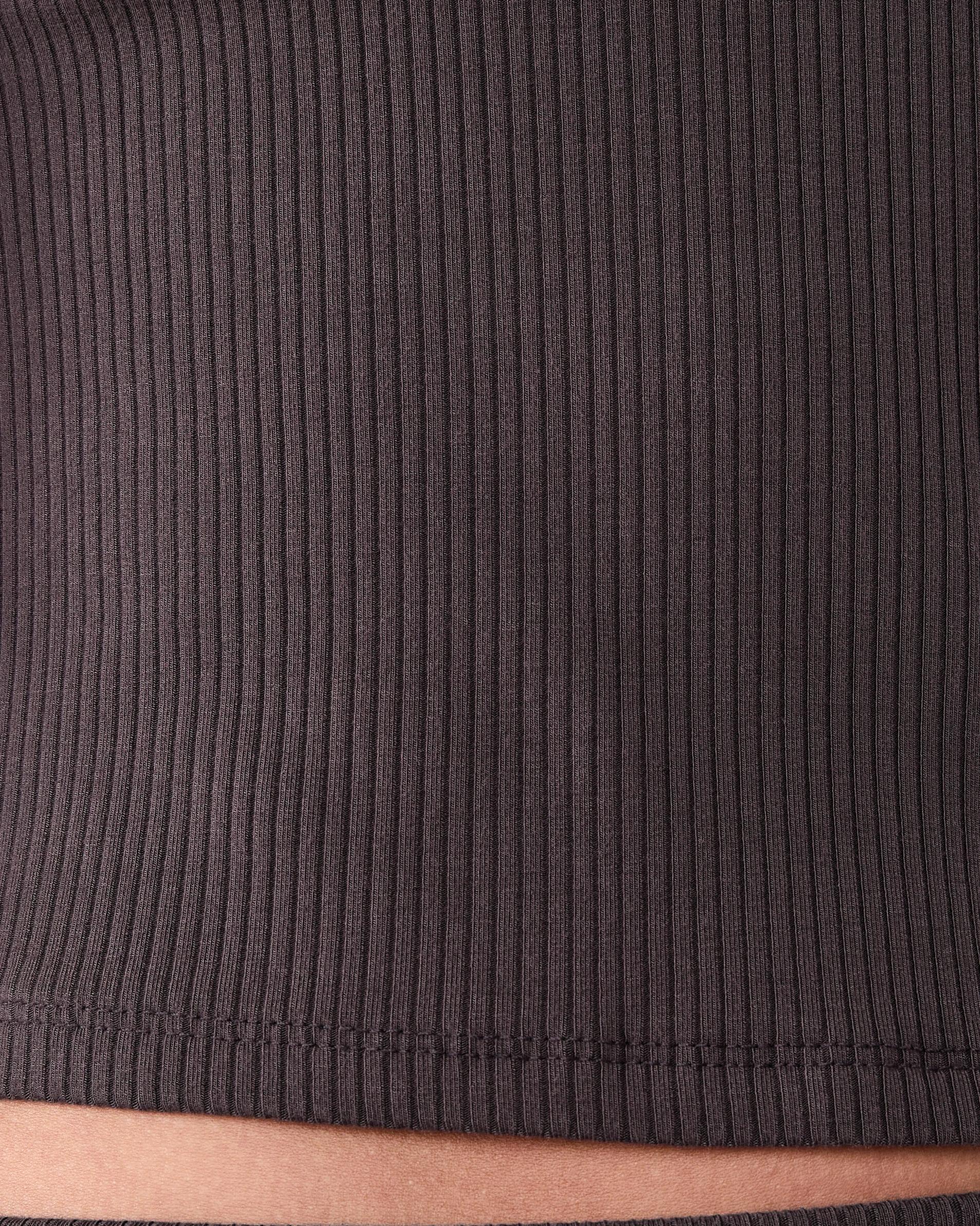 8 Active Womens Ribbed Zip Through Long Sleeve Top Espresso, 8 of 10
