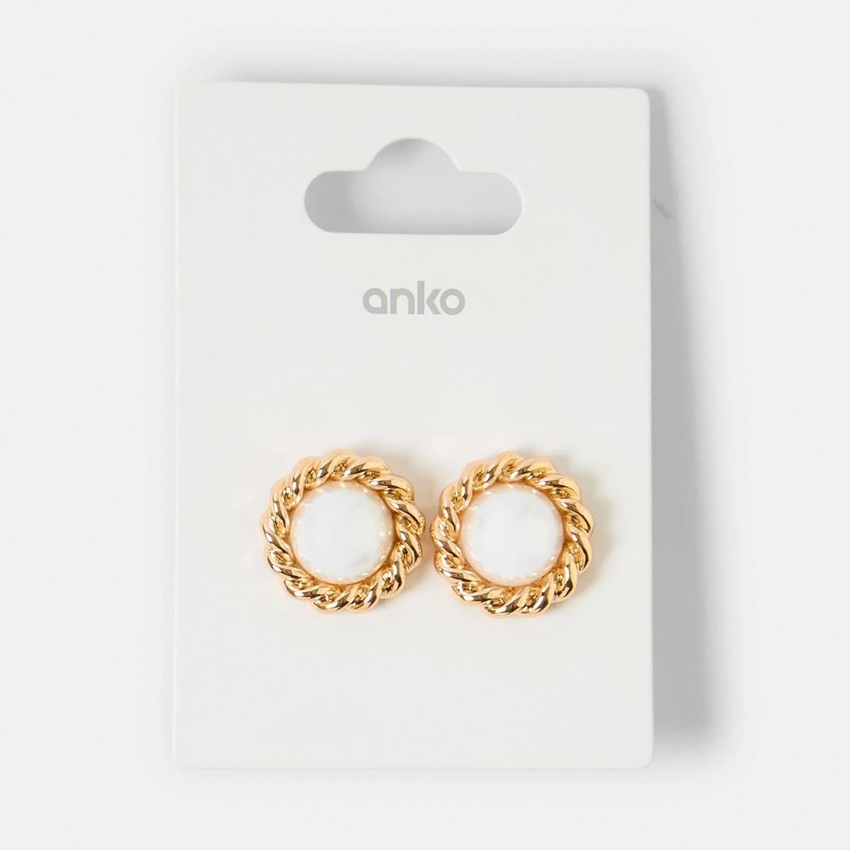 4 Faux Pearl Twist Stud Earrings - Gold Tone Gold, 4 of 4