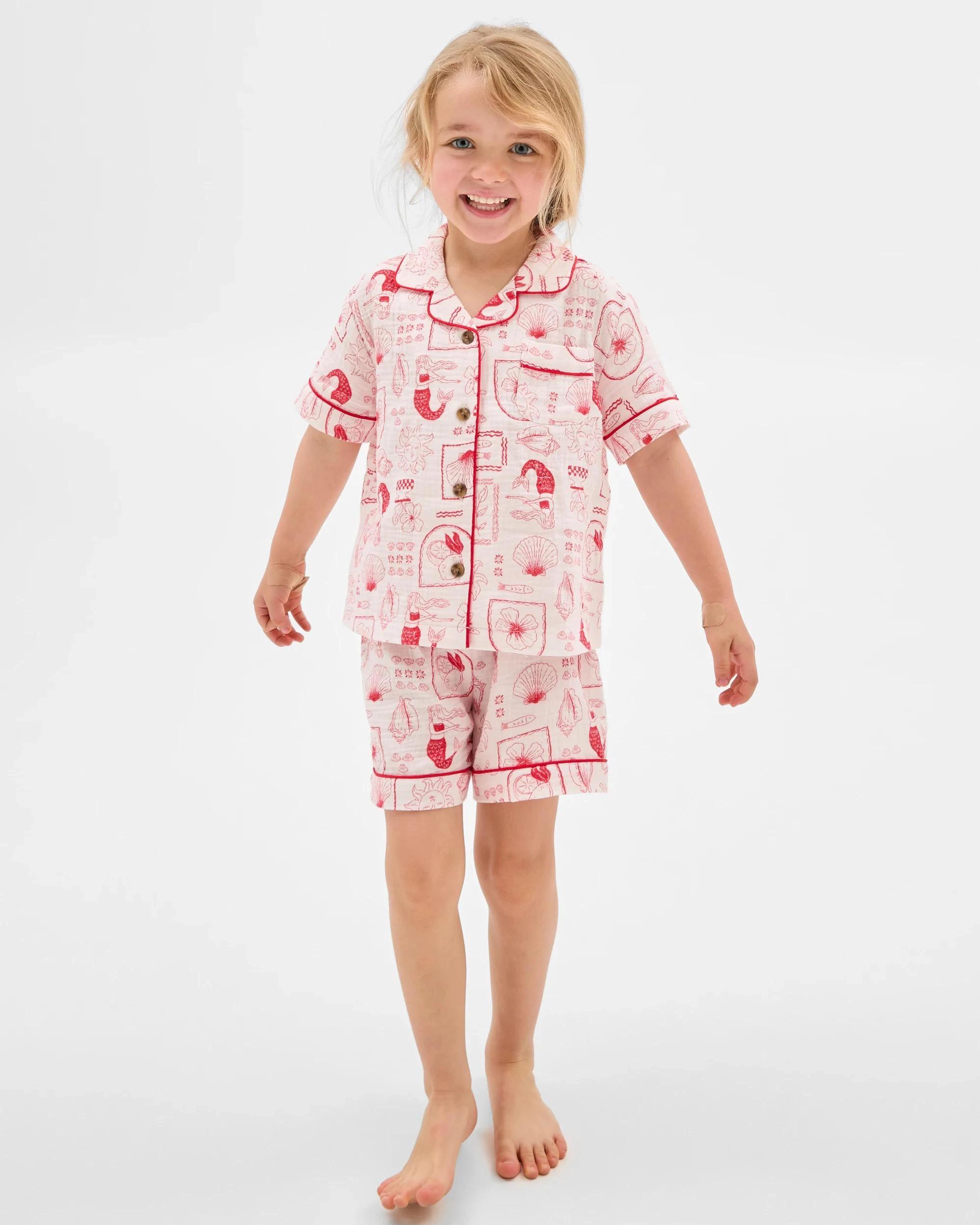 1 Target Kids Australian Cotton Younger Girls Double Cloth Pyjama Set MEDITERRANEAN, 1 of 8